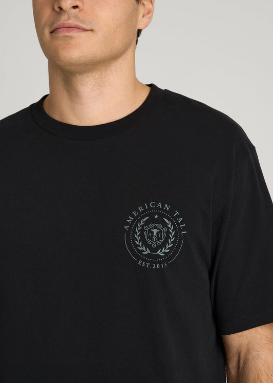 American Tall Men Crest Graphic Tee for Tall Men in Black