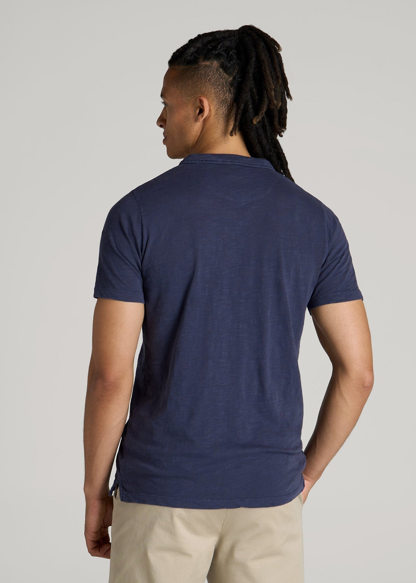 American Tall Men Slub Polo Shirt for Tall Men in Navy