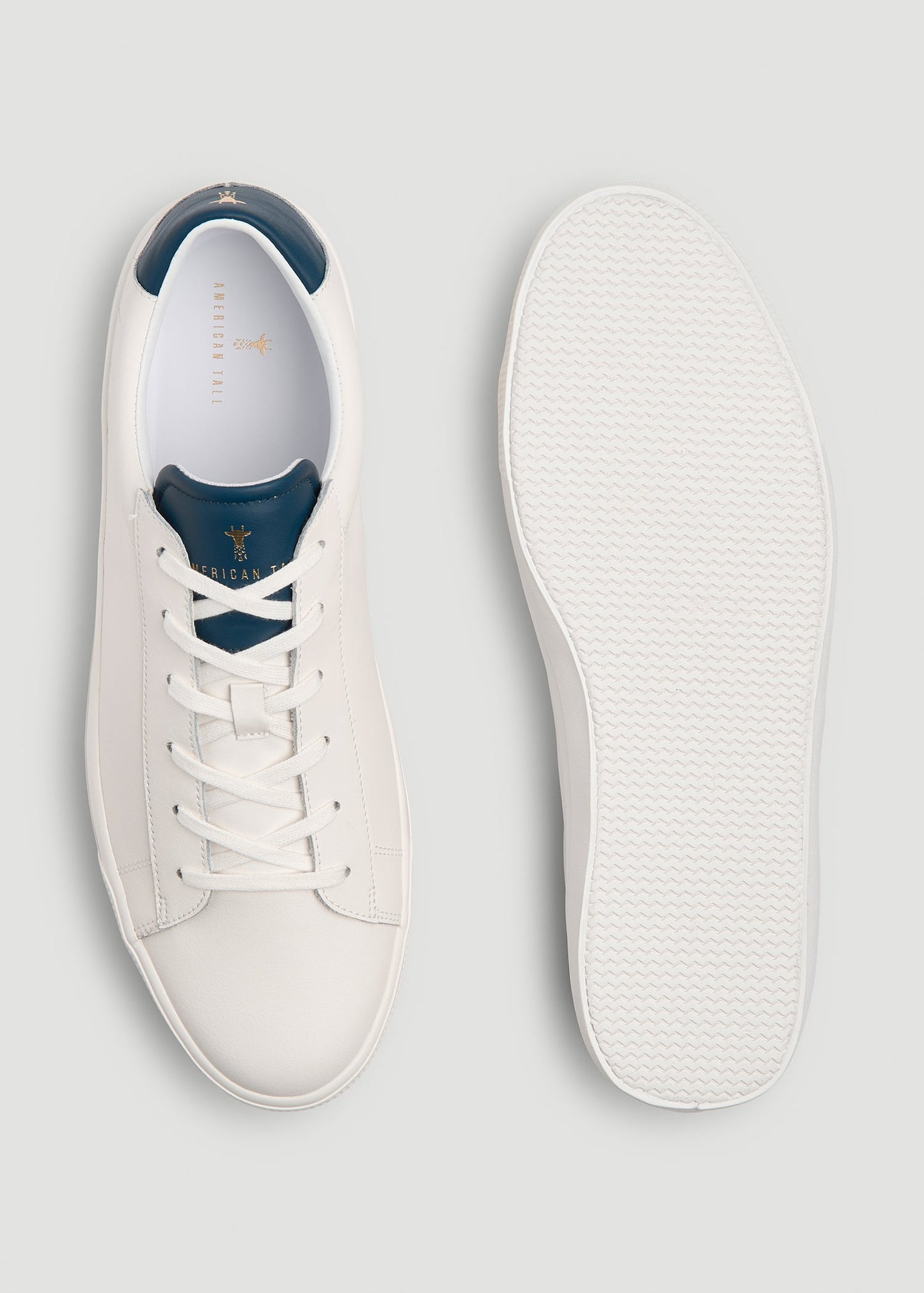 American Tall Men Tennis Sneaker for Tall Men in White and Navy