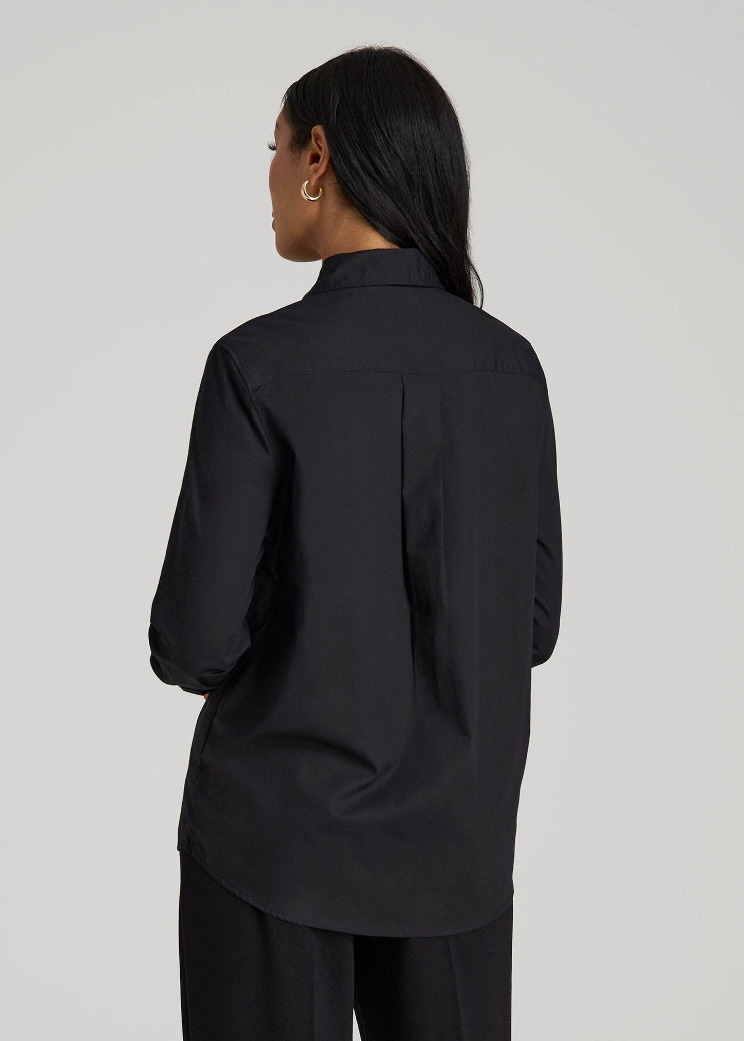 American Tall Women|Men Regular Fit Dress Shirt for Tall Women in Black