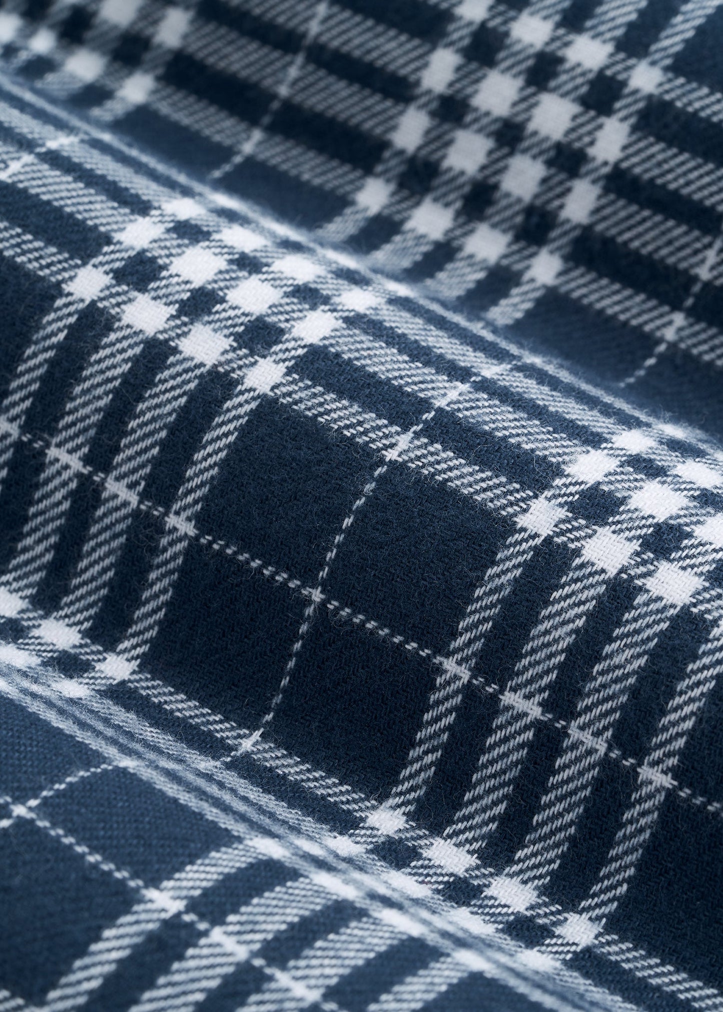 American Tall Women Tie Waist Flannel Pajama Pants for Tall Women in Navy and White Plaid