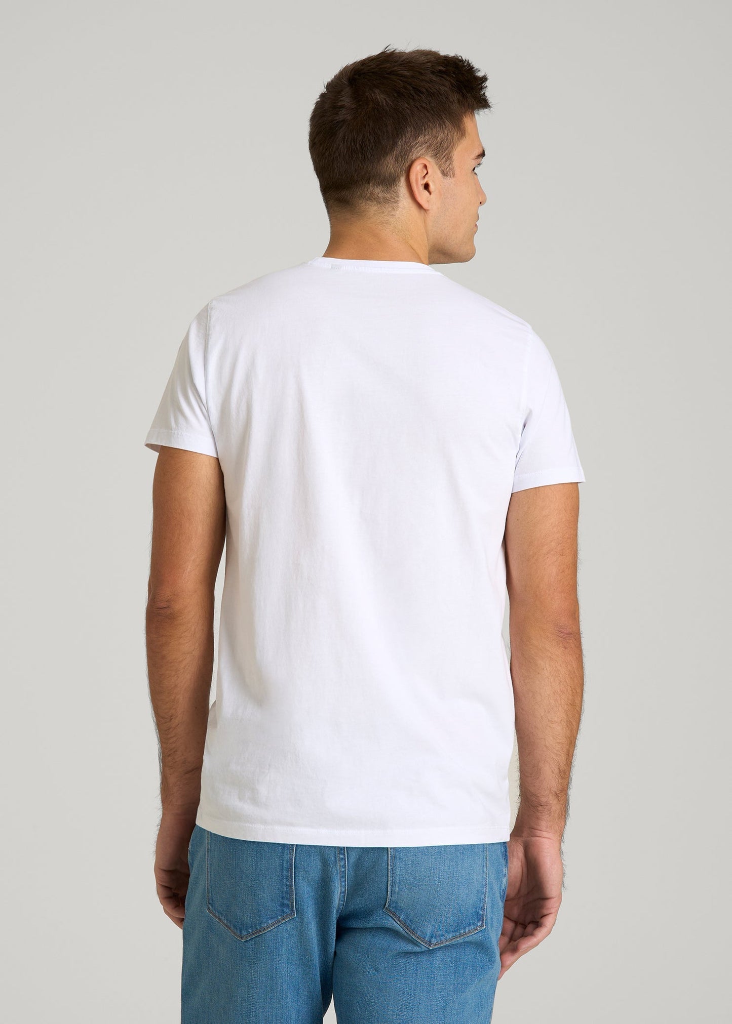 American Tall Men MODERN-FIT Embroidered Logo Crewneck T-Shirt for Tall Men in White