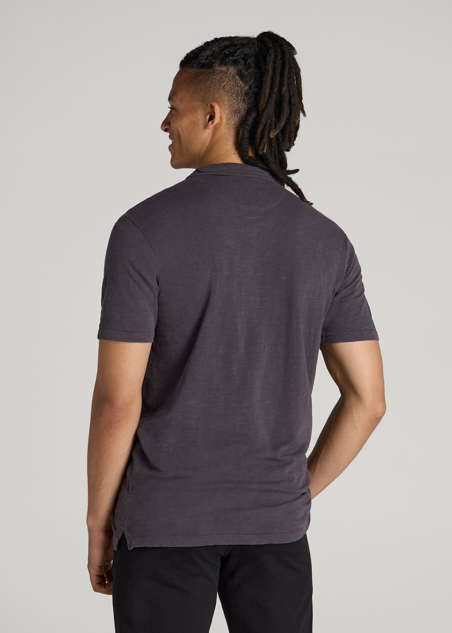 American Tall Men Slub Polo Shirt for Tall Men in Charcoal