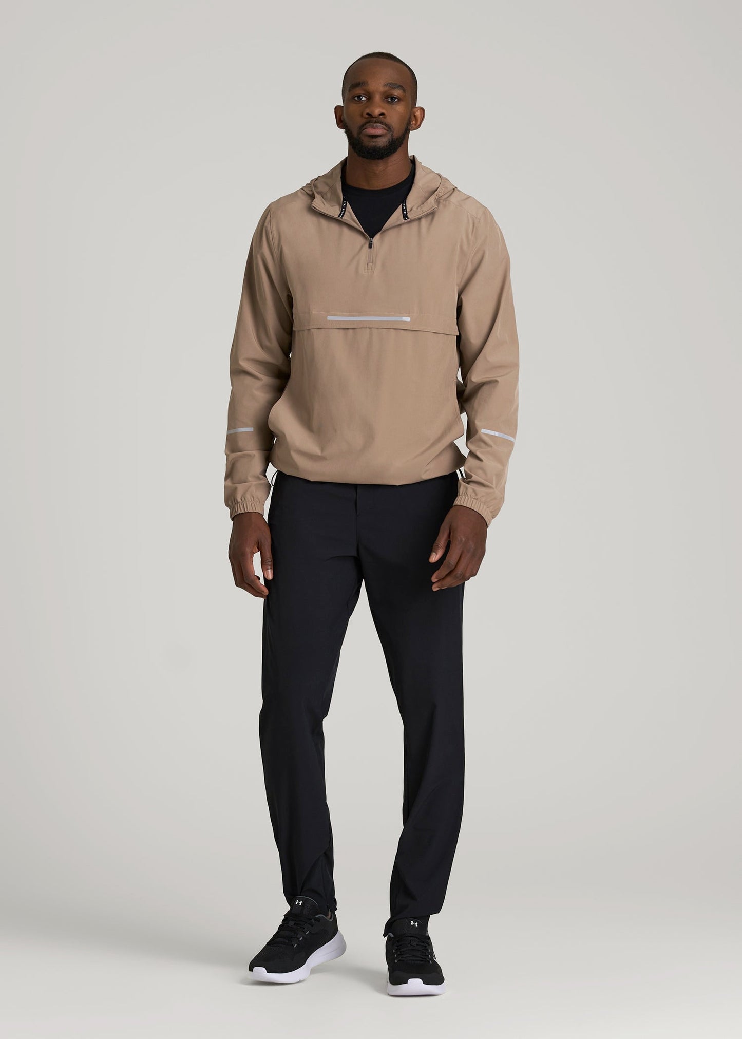American Tall Men Featherweight Packable Anorak for Tall Men in Dark Sand