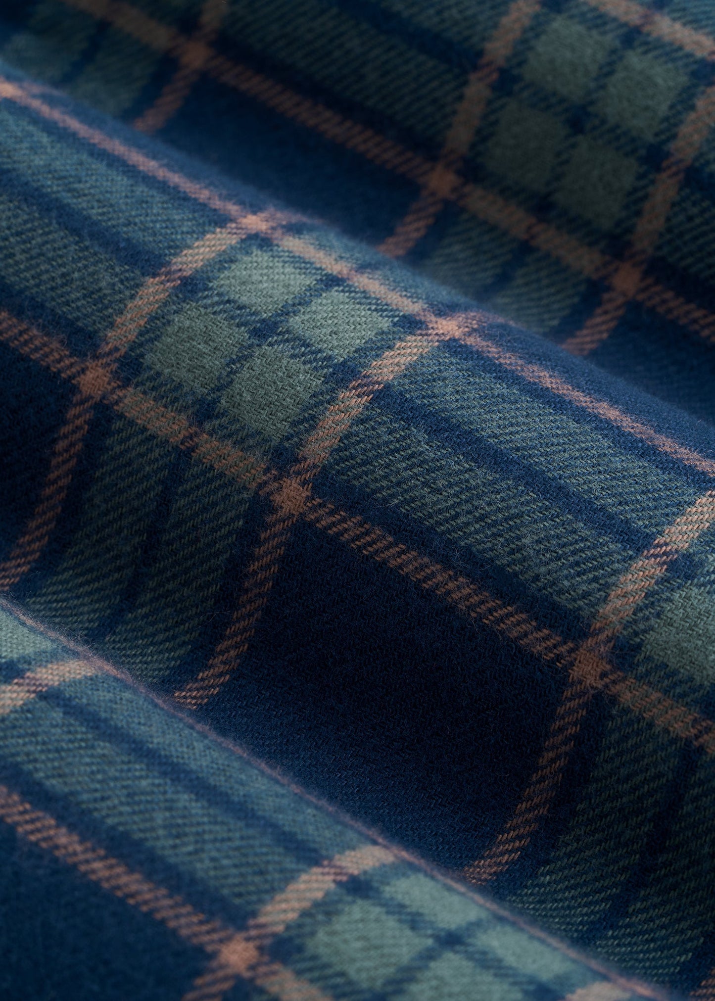 American Tall Women Tie Waist Flannel Pajama Pants for Tall Women in Navy and Balsam Green Plaid
