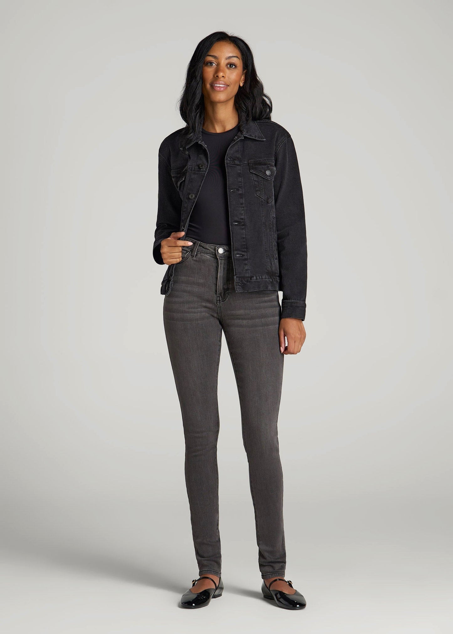 American Tall Women Georgia High-Rise Skinny Jeans for Tall Women in True Grit Grey