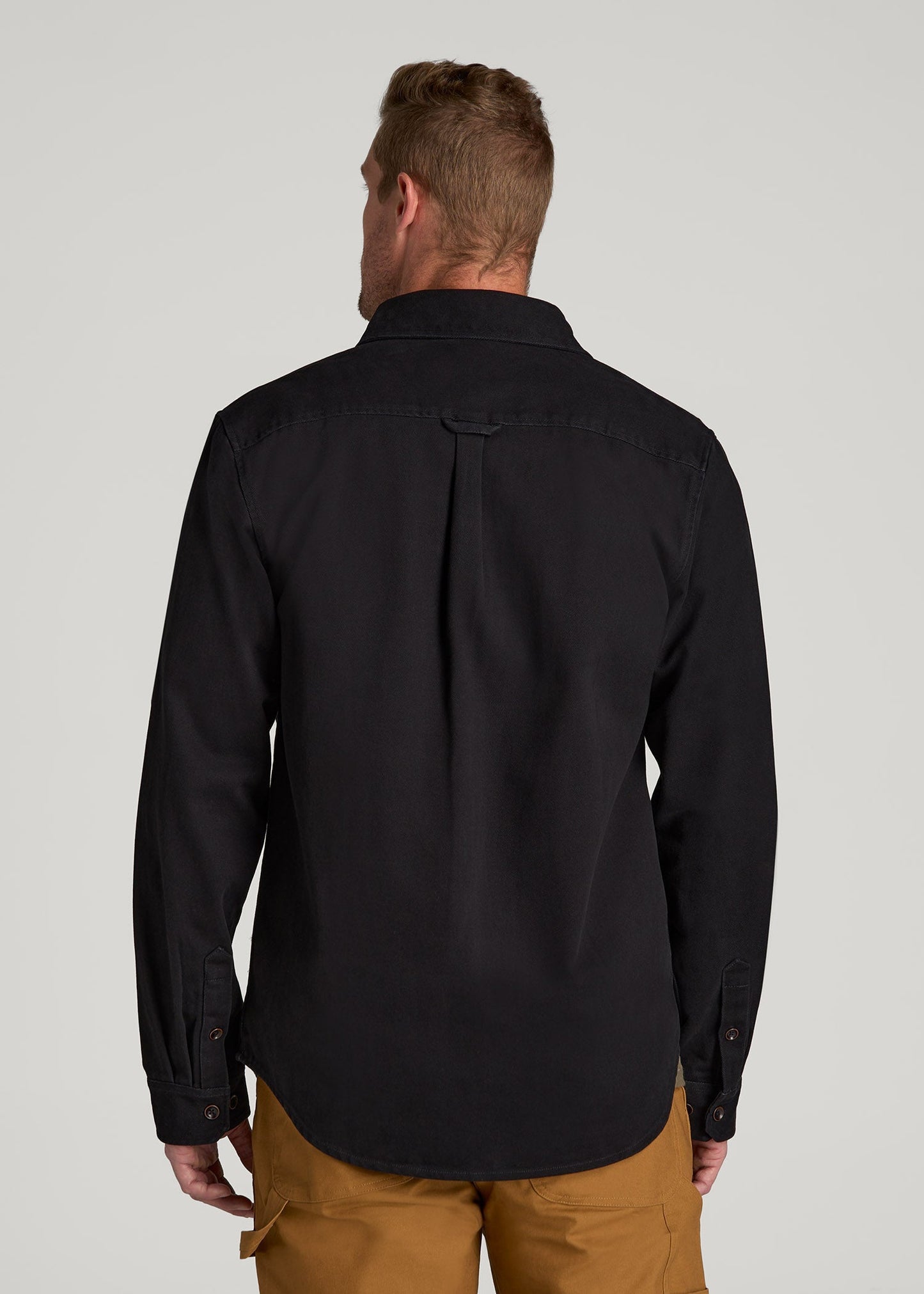 American Tall Men LJ&S Heavyweight Cotton Twill Overshirt for Tall Men in Vintage Black