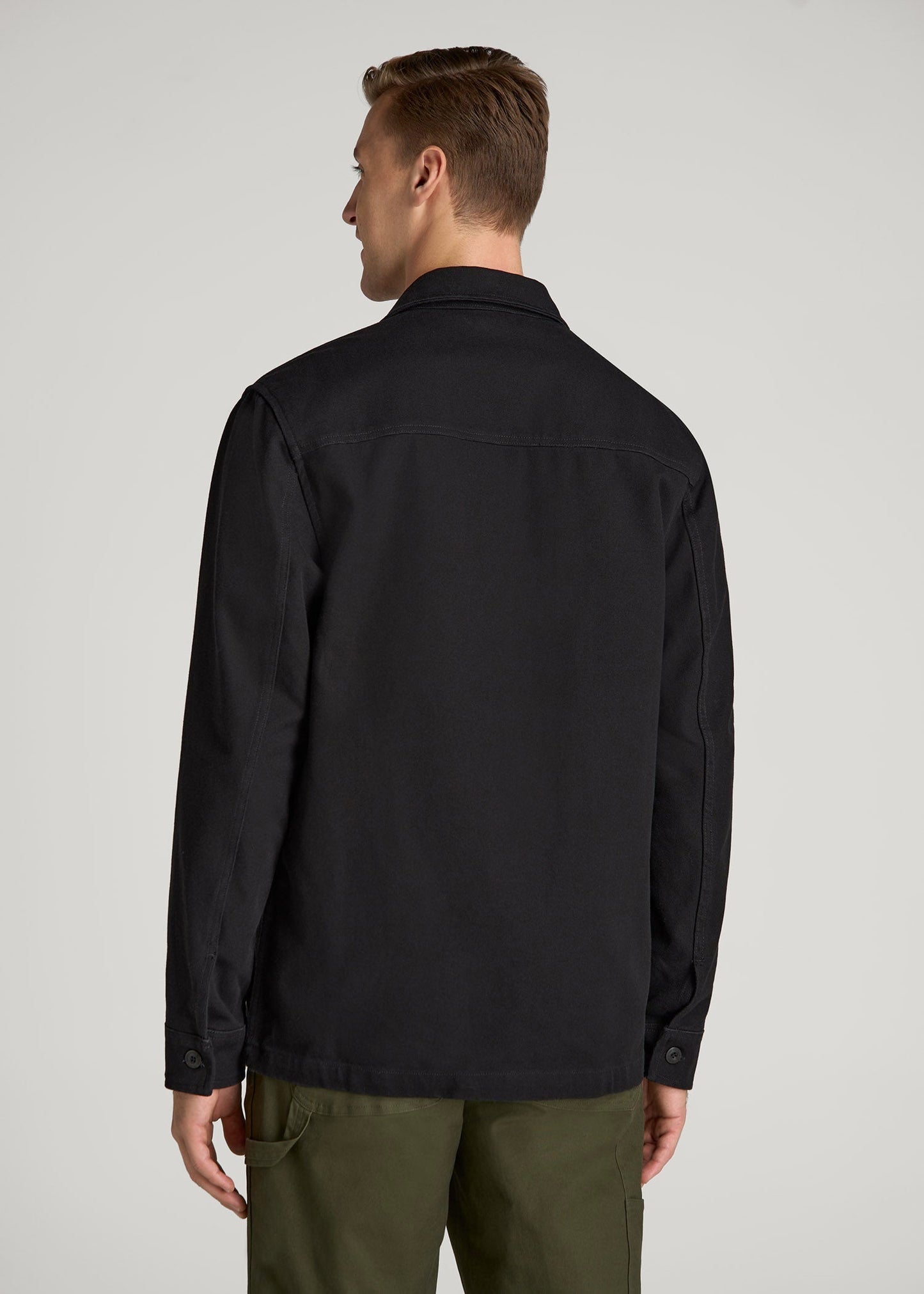 American Tall Men LJ&S Canvas Shirt Jacket for Tall Men in Black