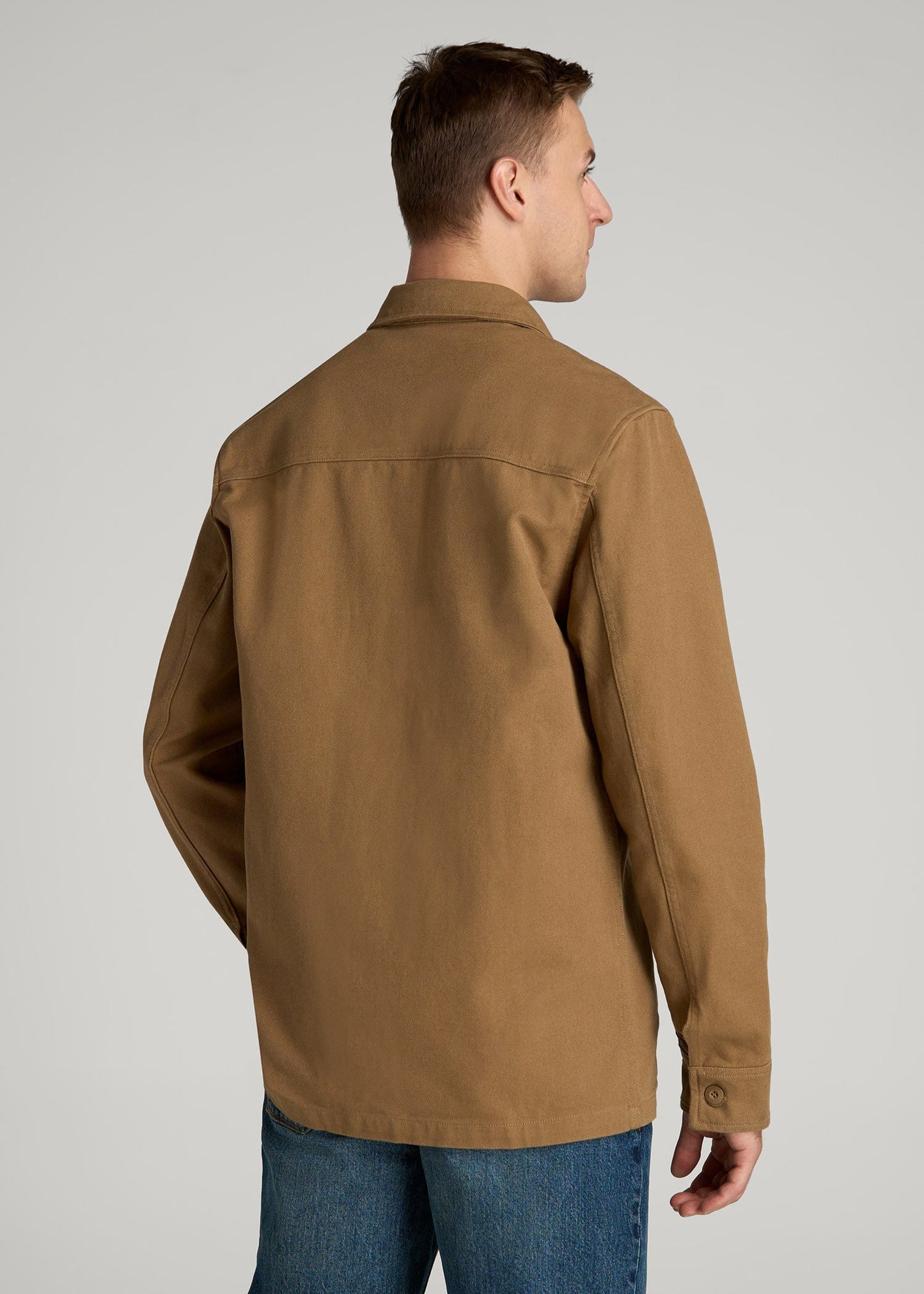 American Tall Men LJ&S Canvas Shirt Jacket for Tall Men in Sahara