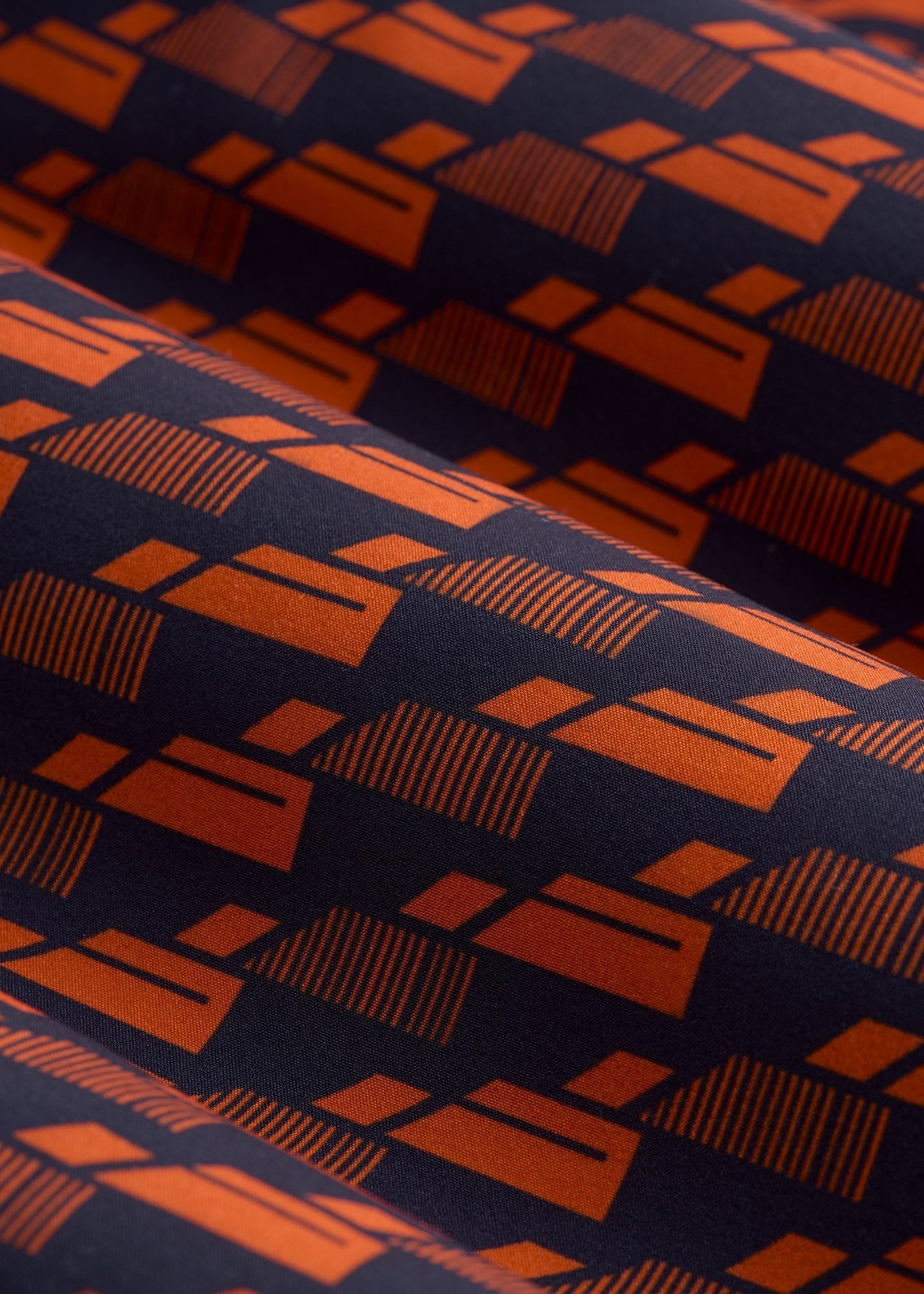 American Tall Men Hi-Tide Scallop Board Shorts for Tall Men in Bright Orange Geometric
