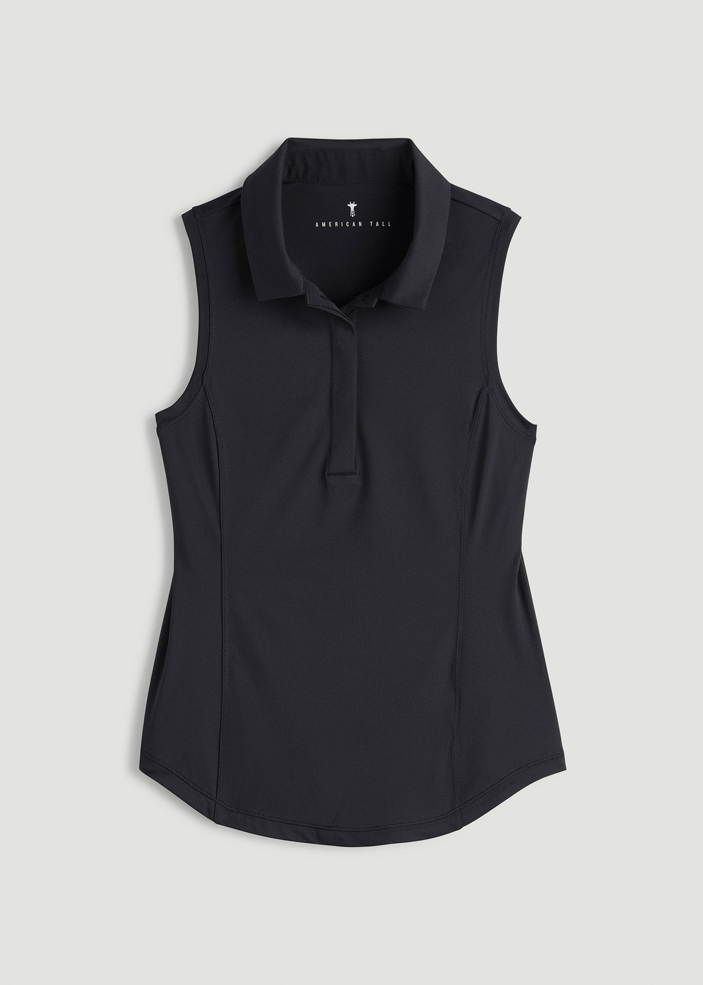 American Tall Men|Women Active Sleeveless Polo Shirt for Tall Women in Black