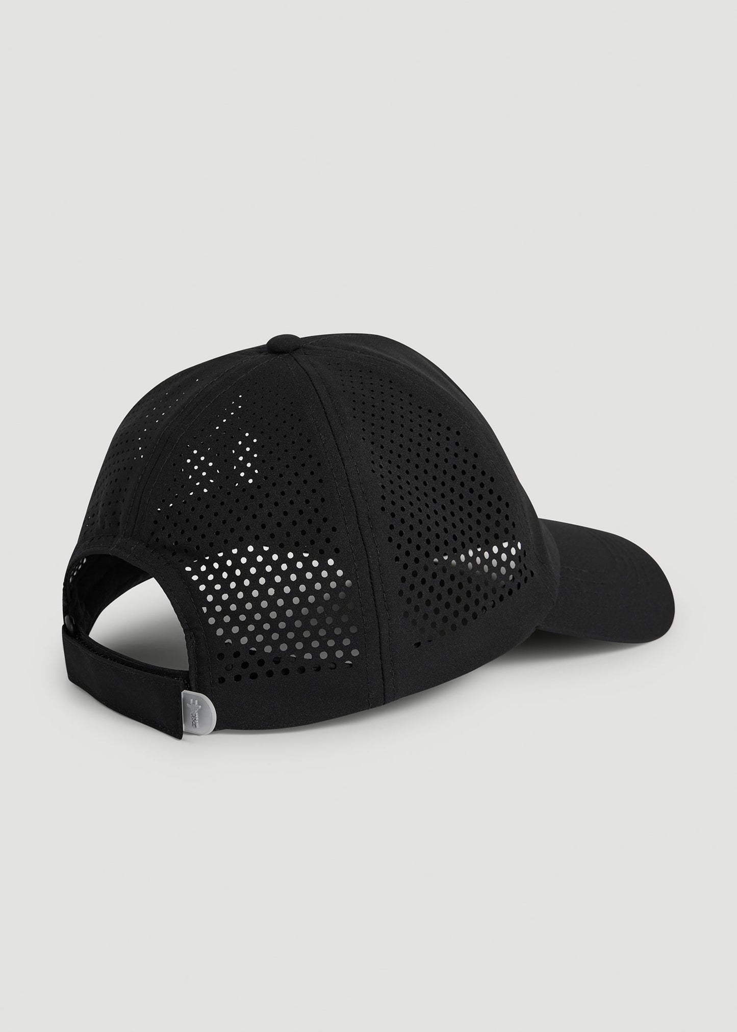 American Tall Men Lightweight Perforated Hat in Black with Grey Logo