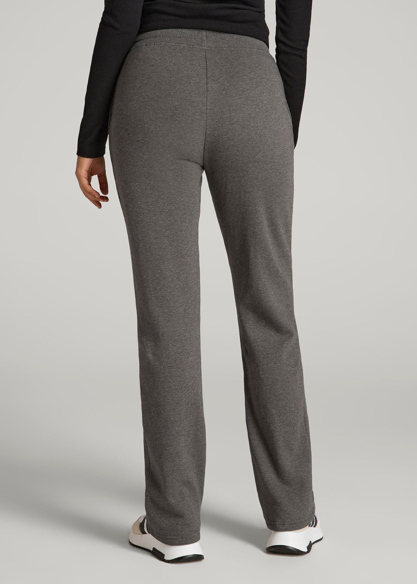 American Tall Women Wearever Fleece Open-Bottom Sweatpants for Tall Women in Charcoal Mix
