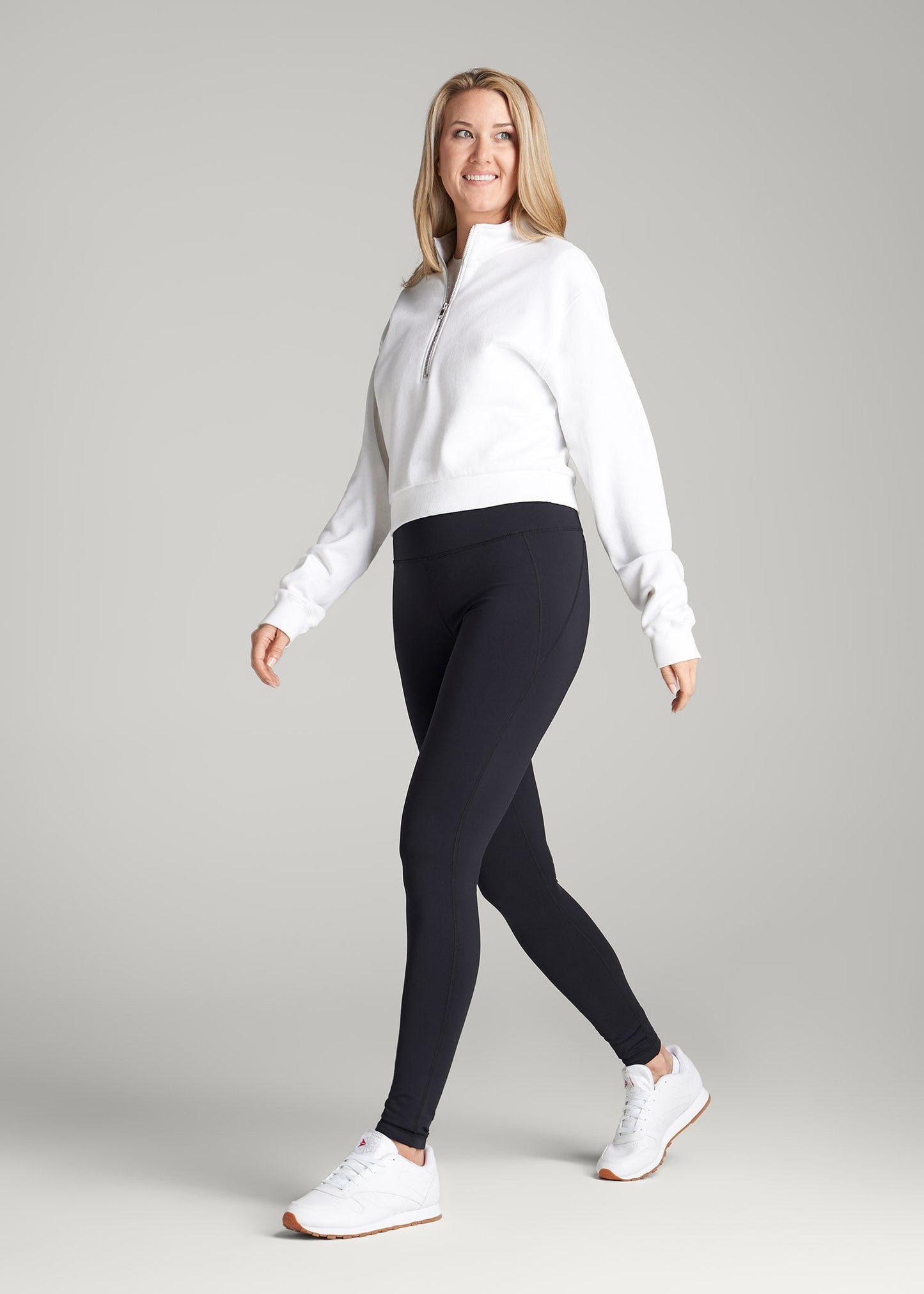 American Tall Women Fleece-Lined Leggings for Tall Women in Black