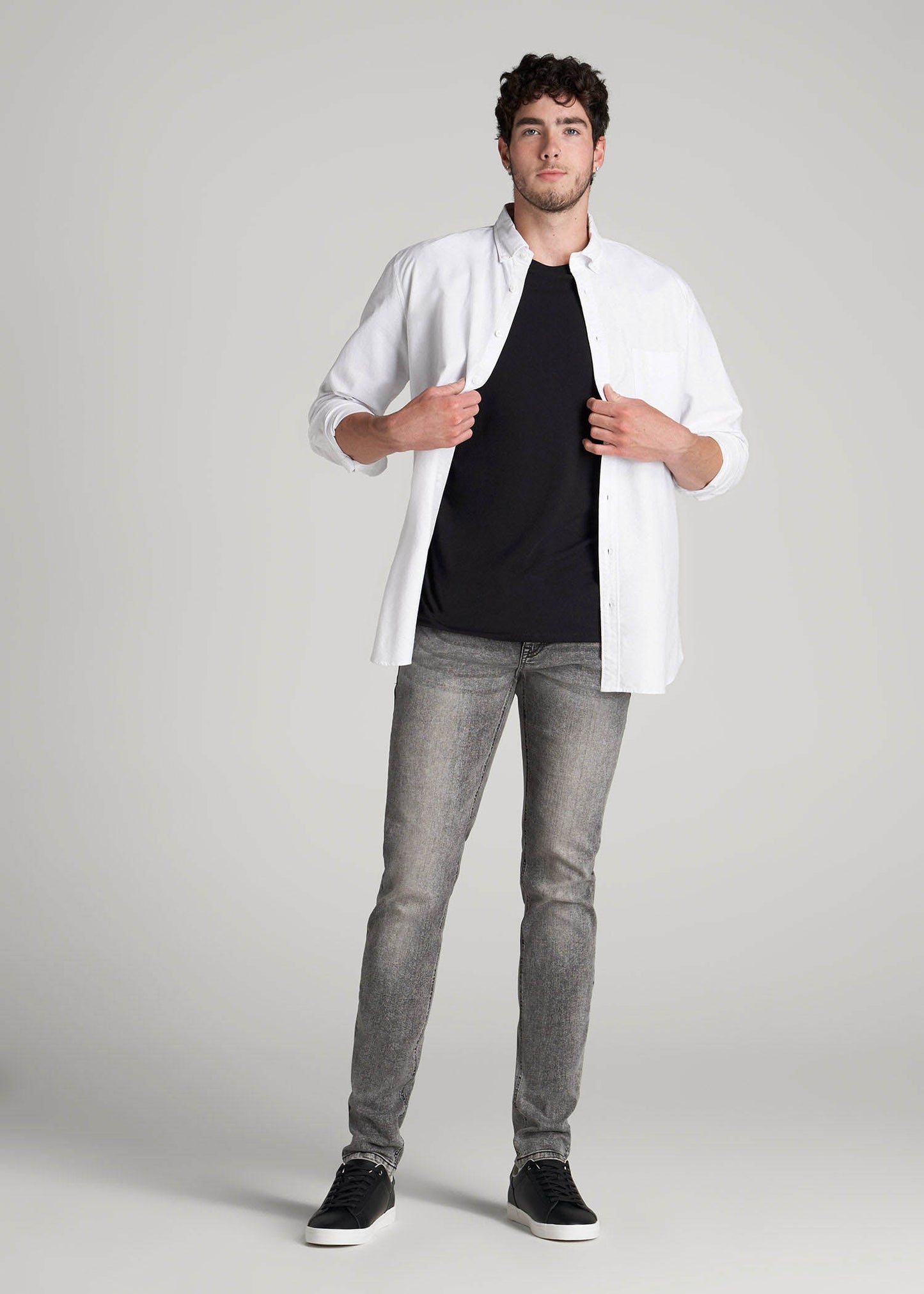 American Tall Men Travis SKINNY Jeans for Tall Men in Washed Faded Black