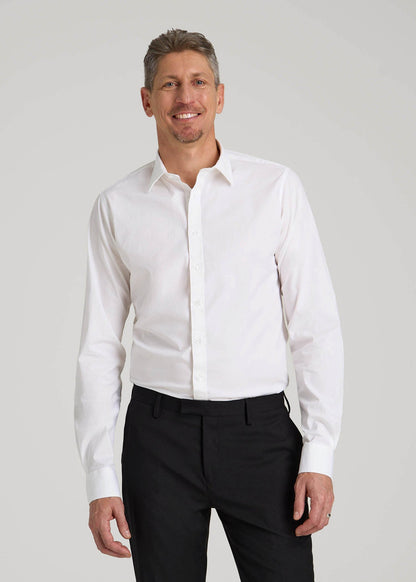 American Tall Men Oskar Easy Care Dress Shirt for Tall Men in Bright White