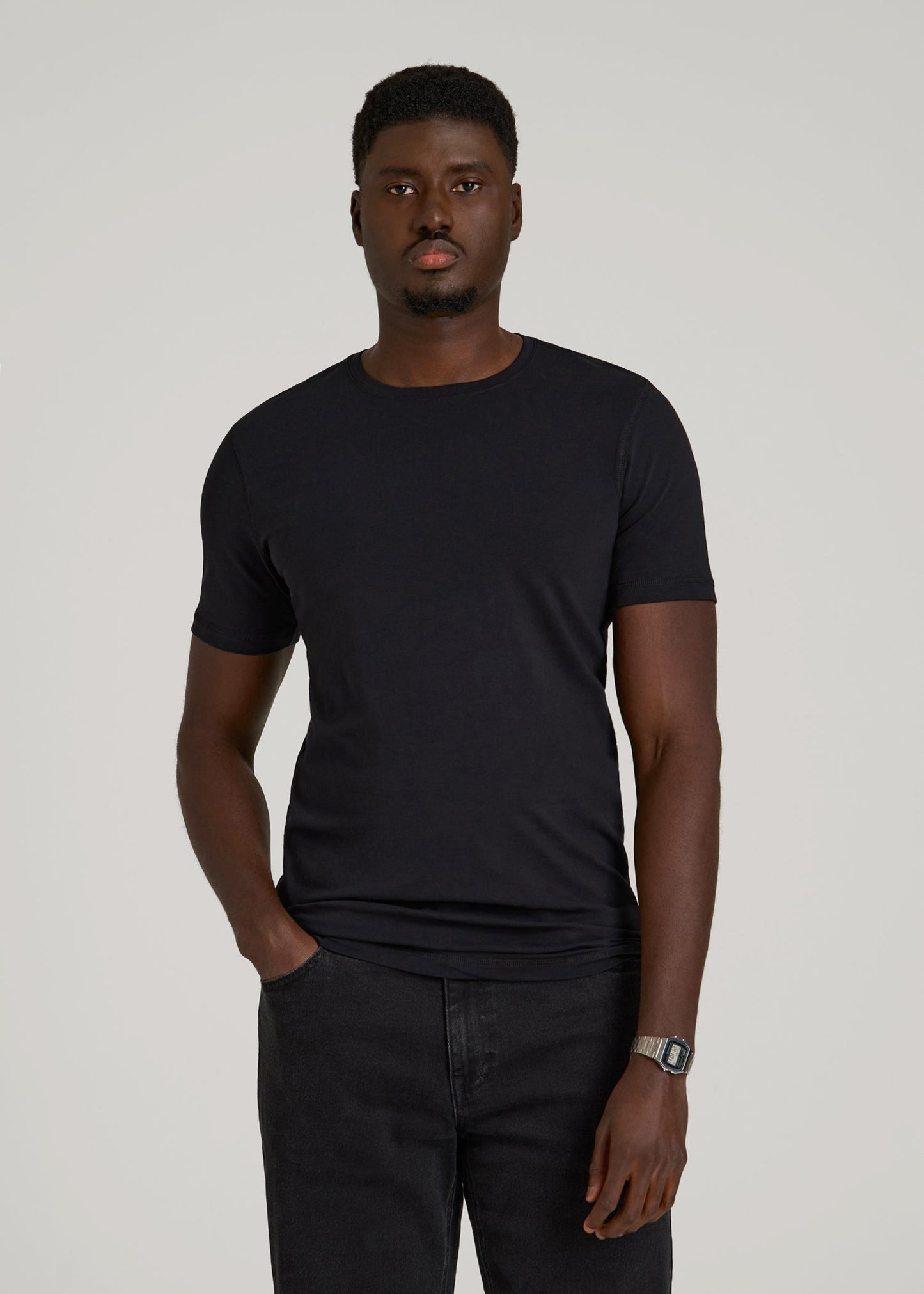 American Tall Men The Essential Slim Fit Crewneck Tee for Tall Men in Black