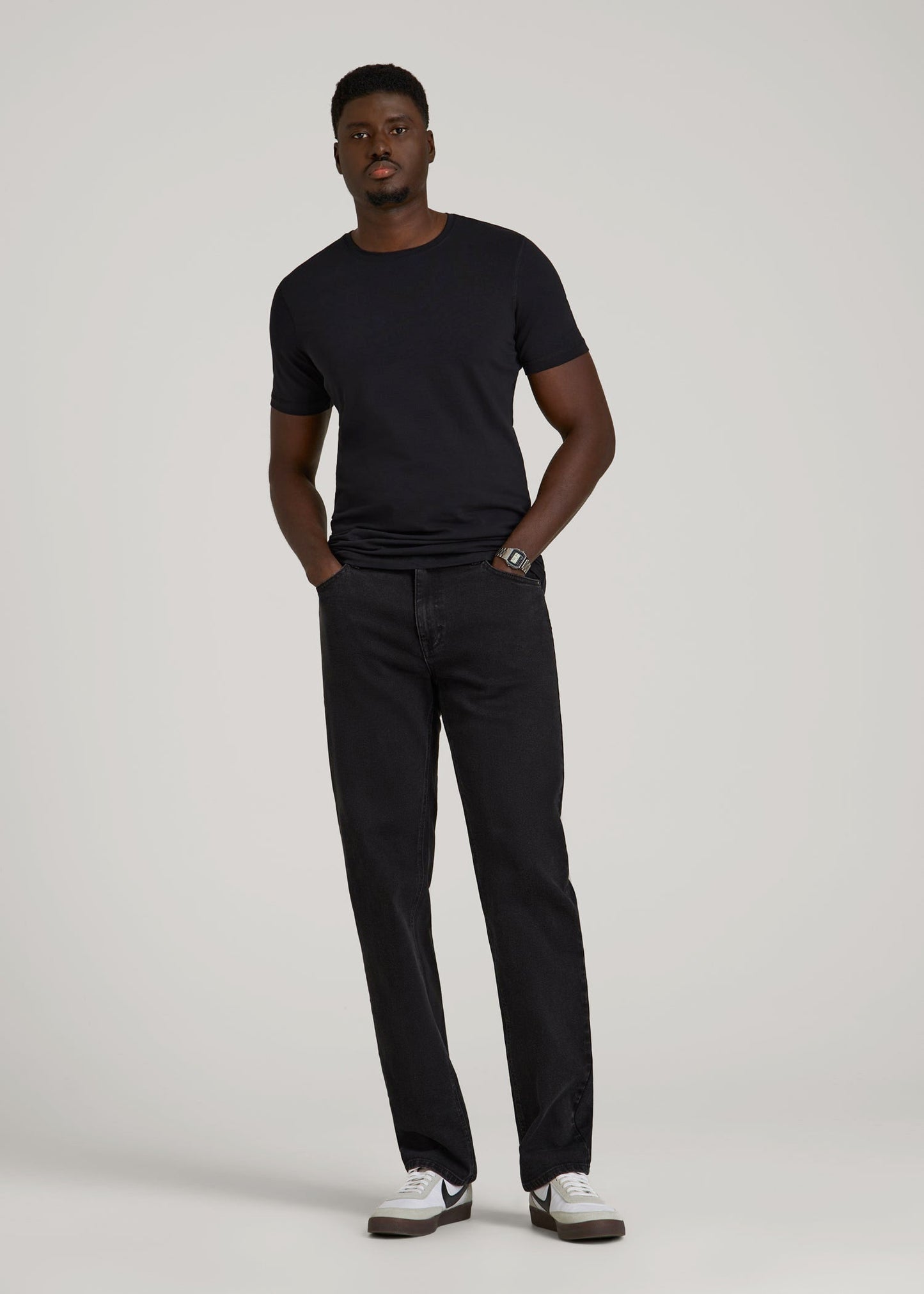American Tall Men The Essential Slim Fit Crewneck Tee for Tall Men in Black