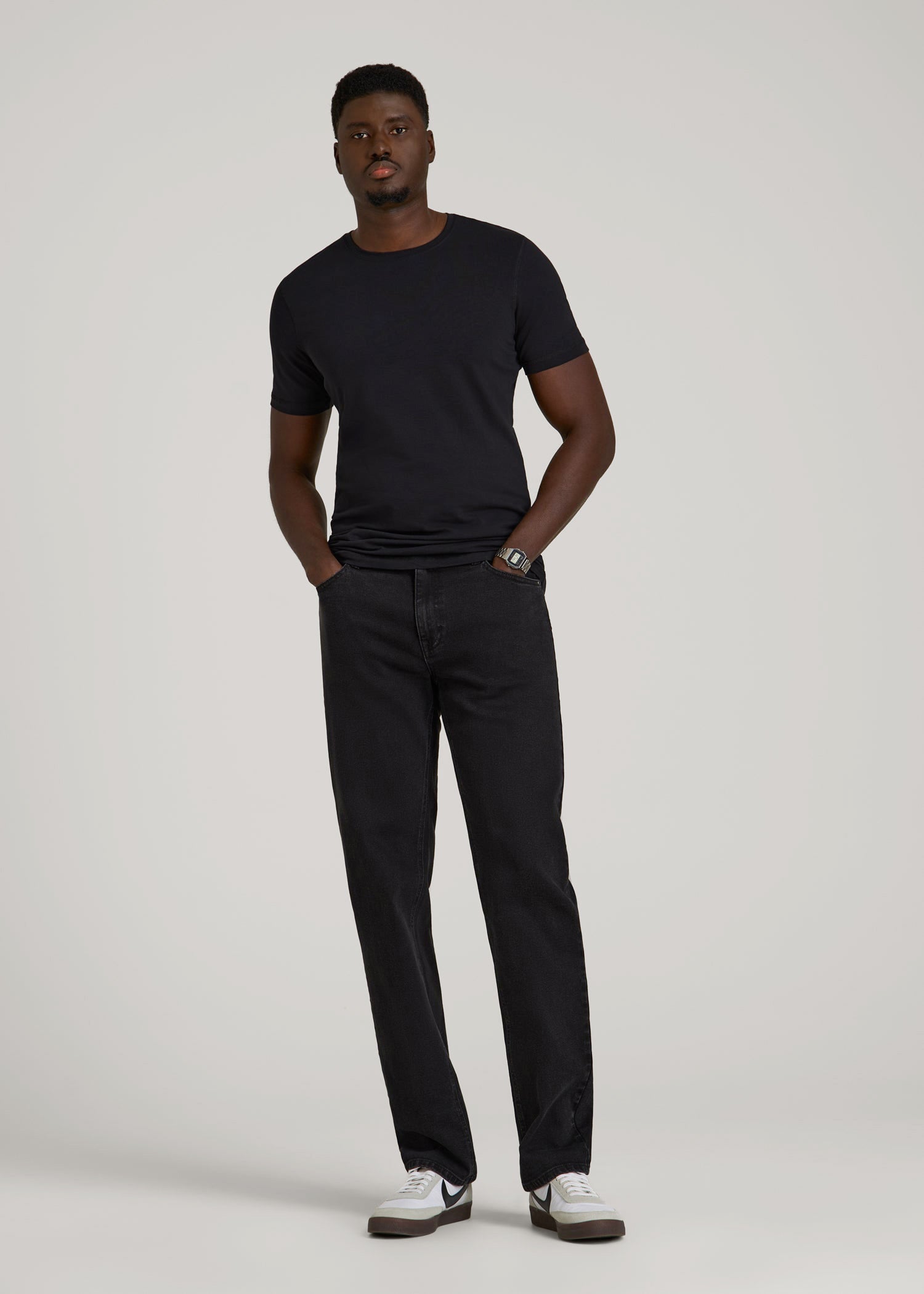 American Tall Men The Essential Slim Fit Crewneck Tee for Tall Men in Black
