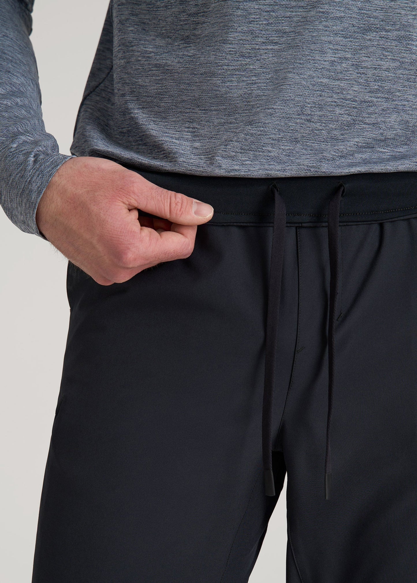 American Tall Men Featherweight Perforated Training Jogger for Tall Men in Black