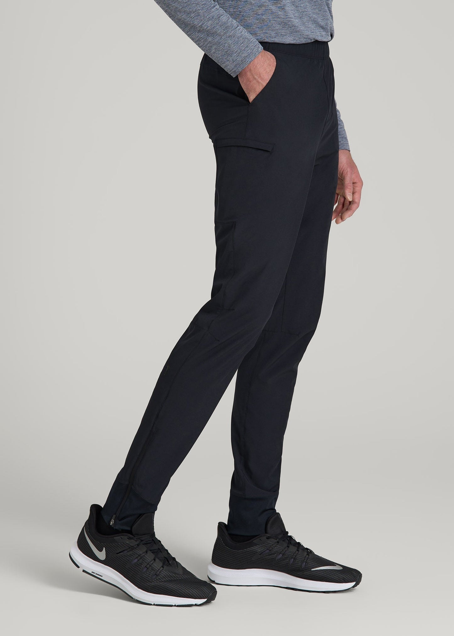 American Tall Men Featherweight Perforated Training Jogger for Tall Men in Black
