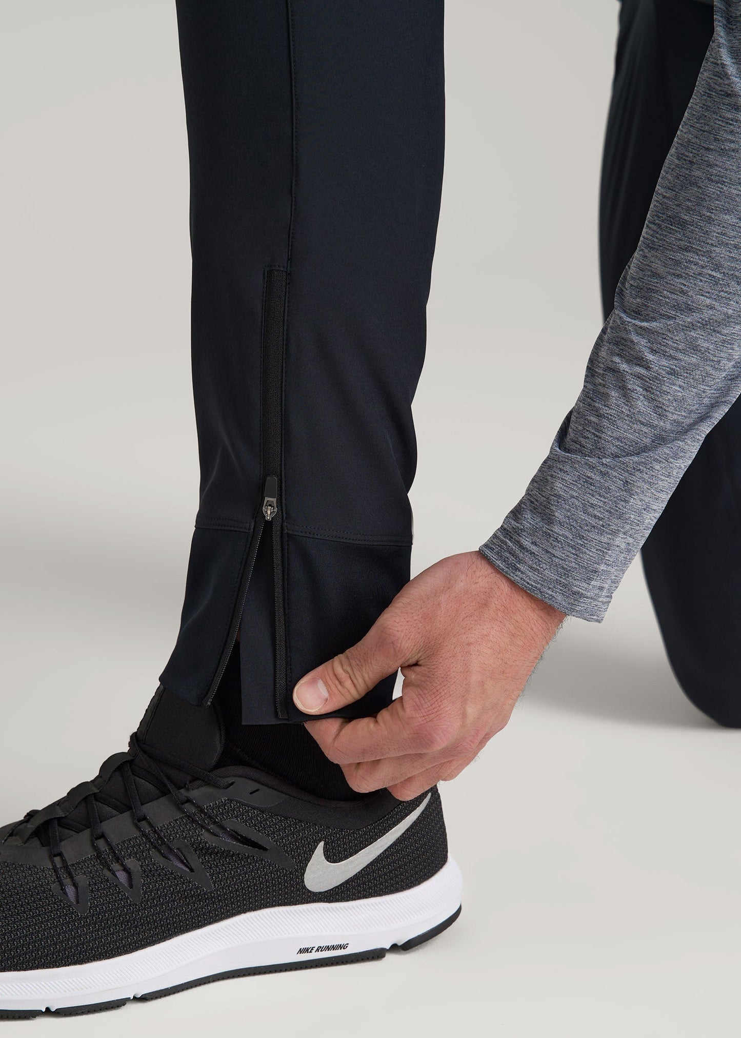 American Tall Men Featherweight Perforated Training Jogger for Tall Men in Black
