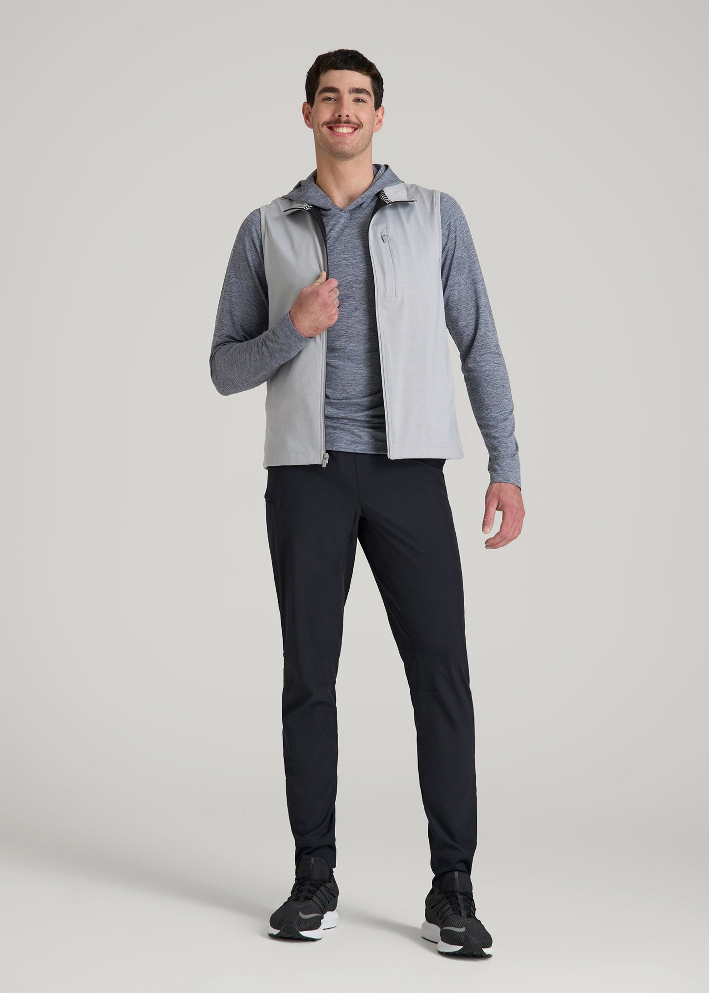 American Tall Men Featherweight Perforated Training Jogger for Tall Men in Black
