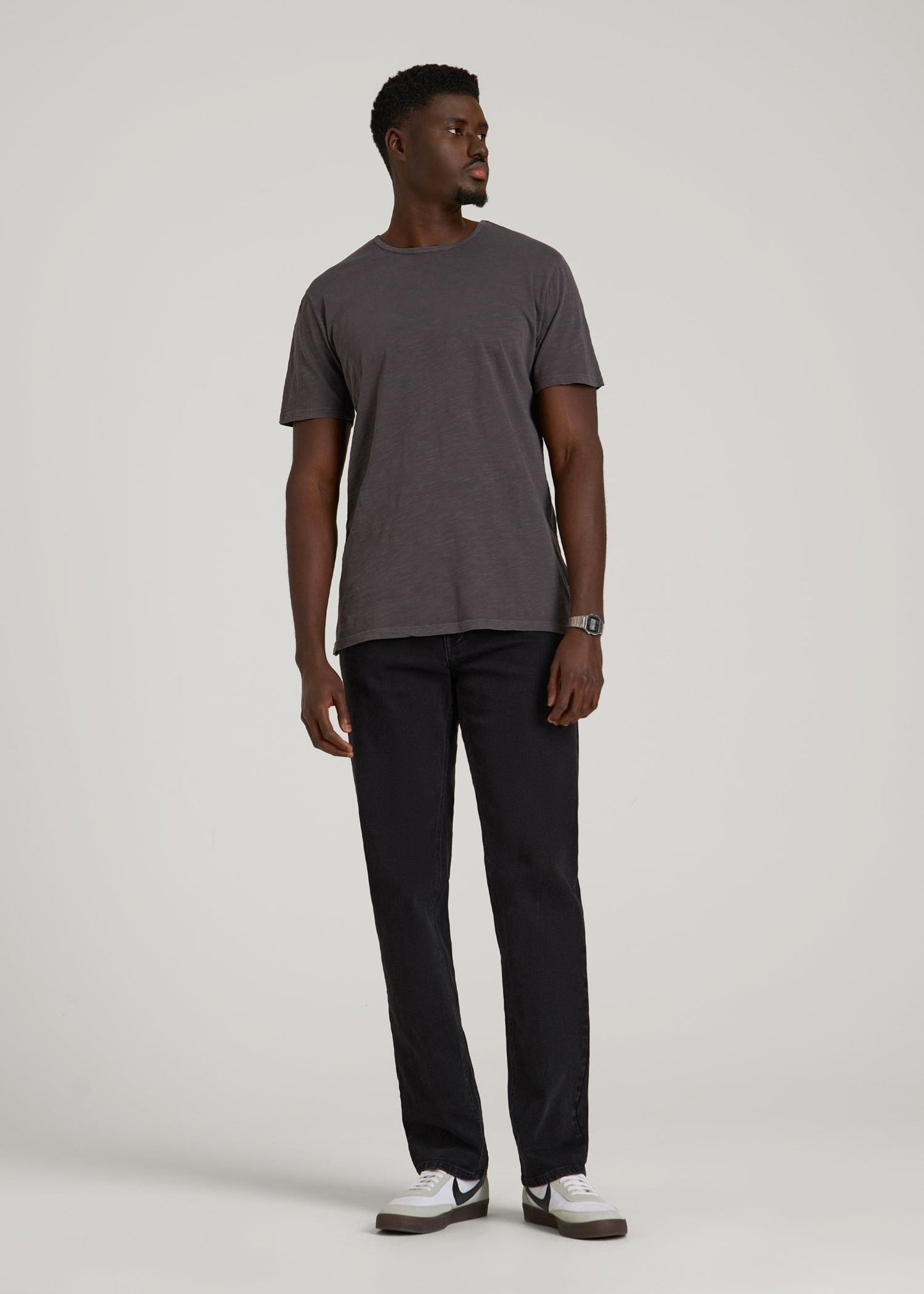 American Tall Men REGULAR-FIT Slub Tee for Tall Men in Charcoal