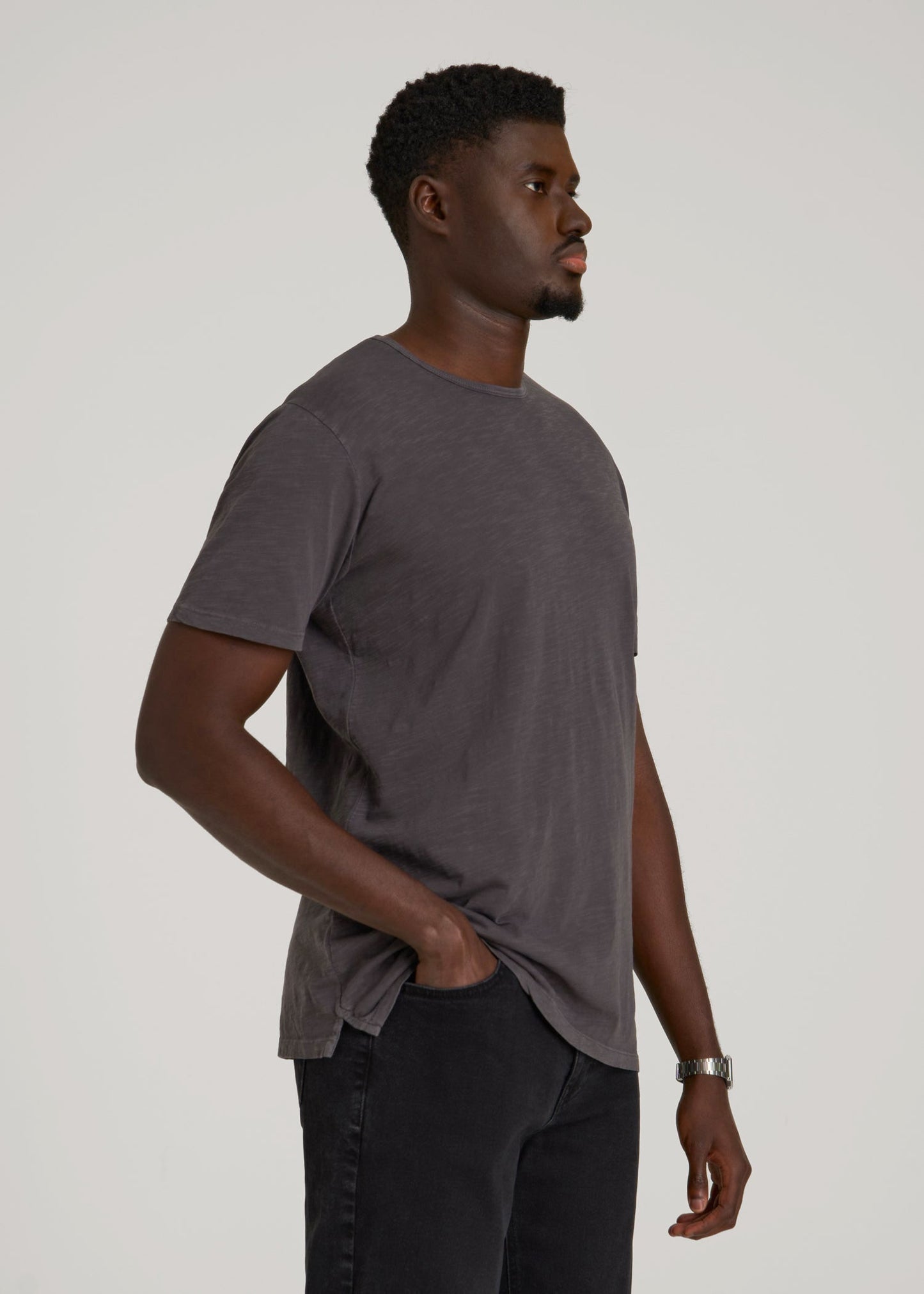 American Tall Men REGULAR-FIT Slub Tee for Tall Men in Charcoal
