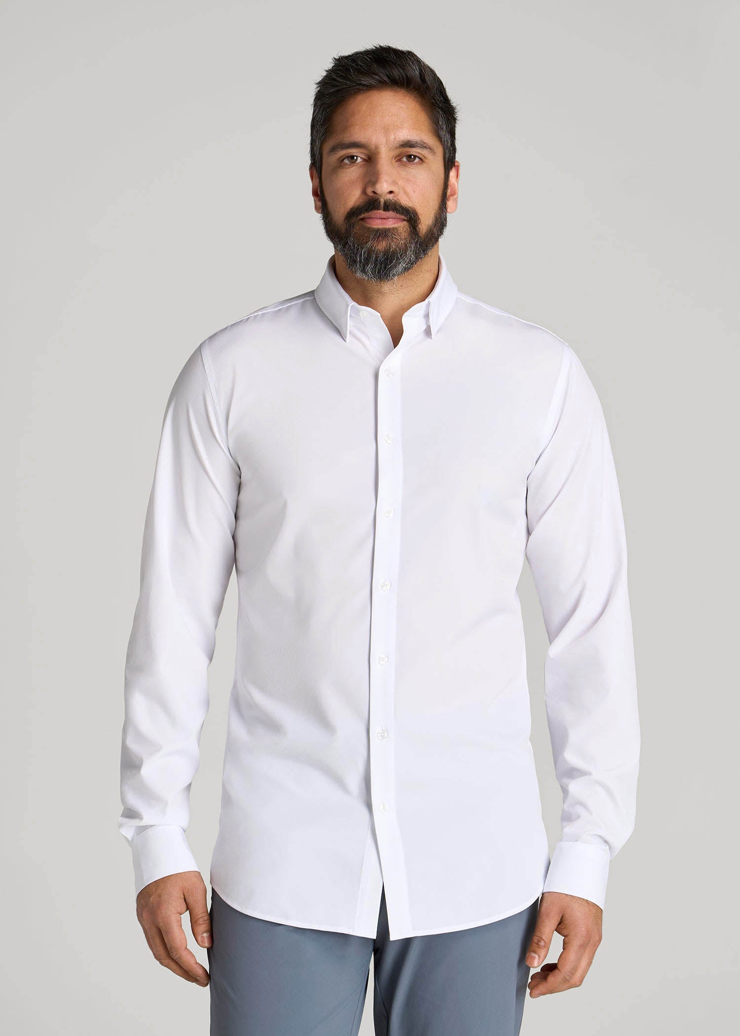 American Tall Men Traveler Stretch Dress Shirt in White