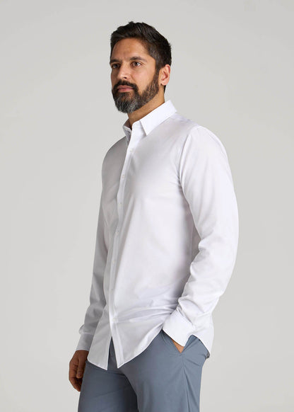American Tall Men Traveler Stretch Dress Shirt in White