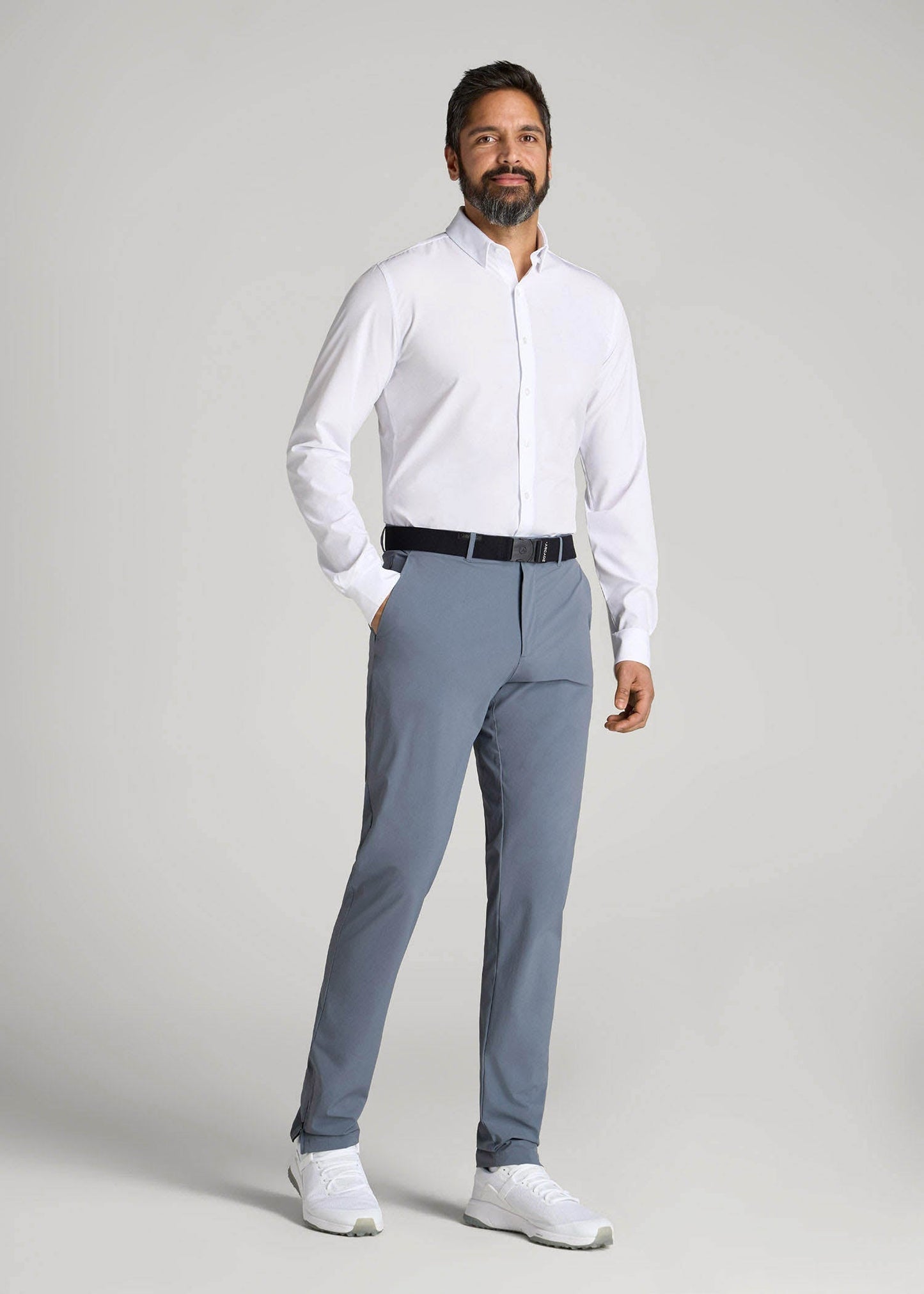 American Tall Men Traveler Stretch Dress Shirt in White
