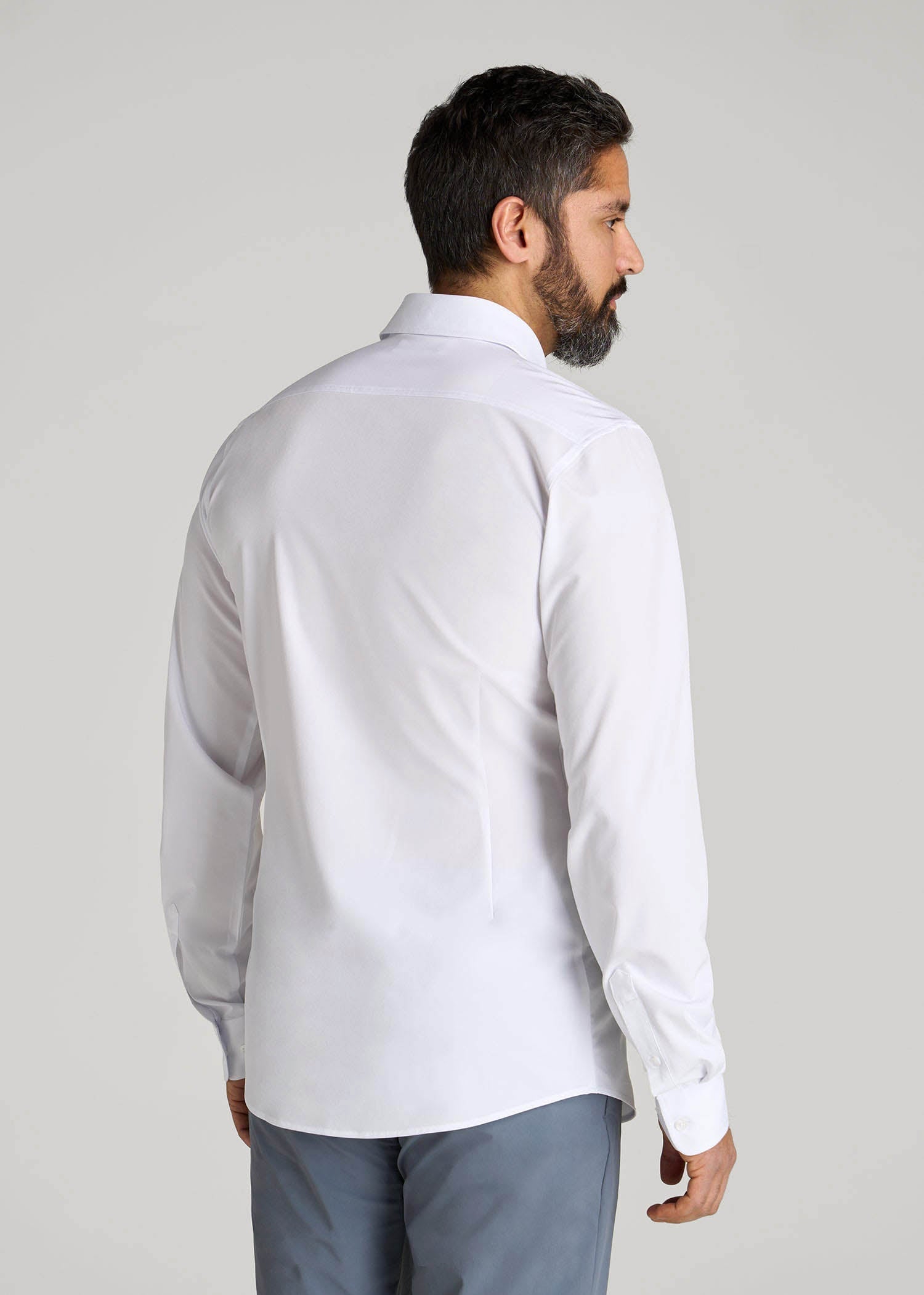 American Tall Men Traveler Stretch Dress Shirt in White