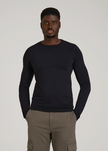 American Tall Men The Essential Slim Fit Long Sleeve Tee for Tall Men in Black