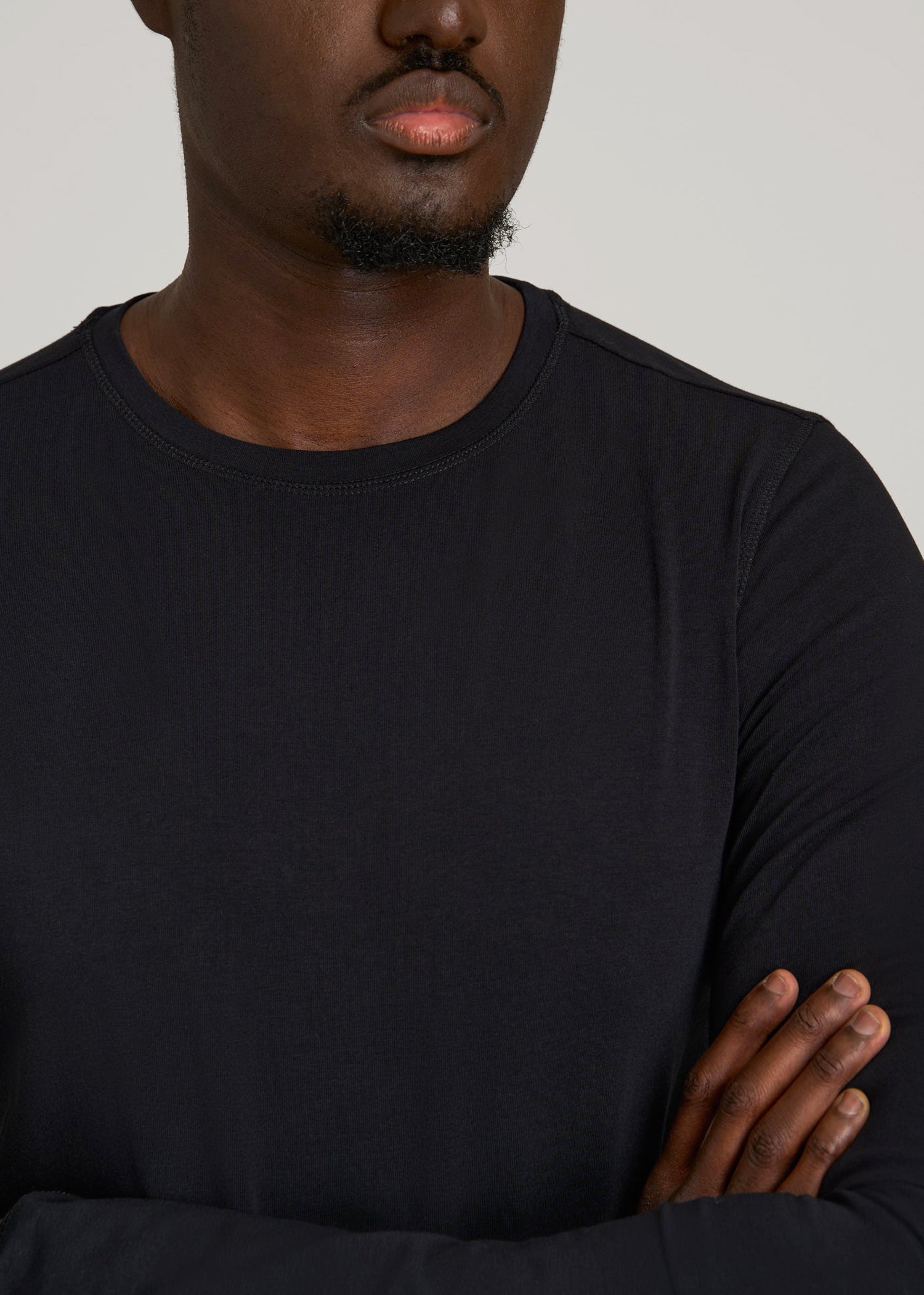 American Tall Men The Essential Slim Fit Long Sleeve Tee for Tall Men in Black