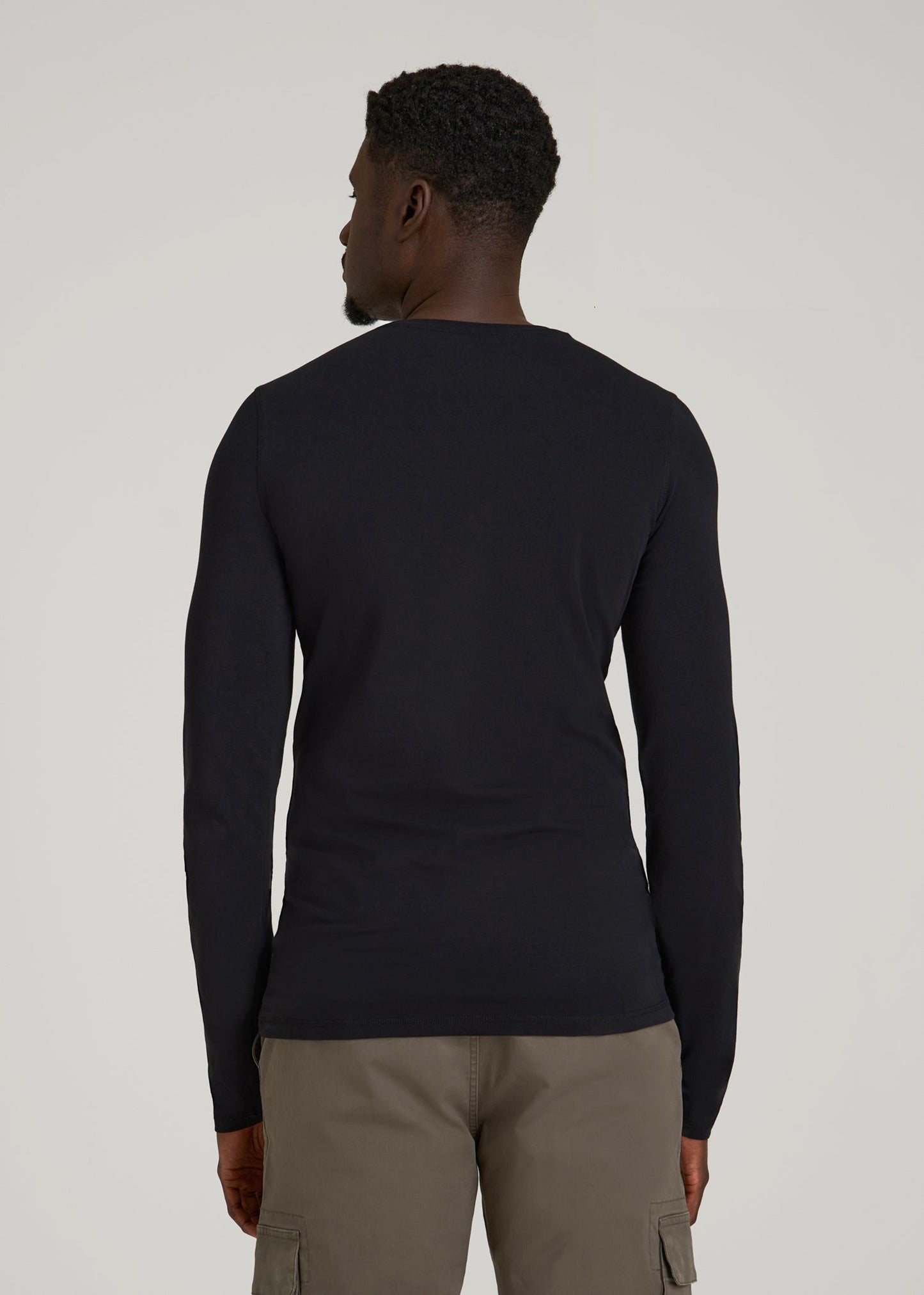 American Tall Men The Essential Slim Fit Long Sleeve Tee for Tall Men in Black
