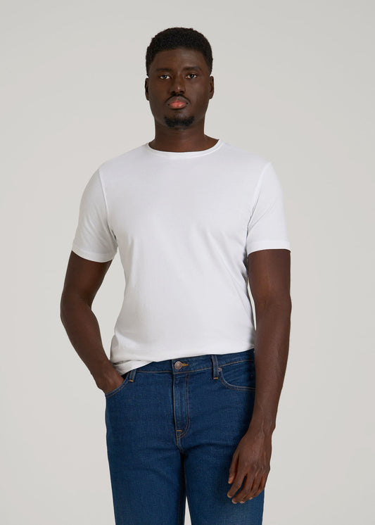 American Tall Men The Essential Slim Fit Crewneck Tee for Tall Men in White