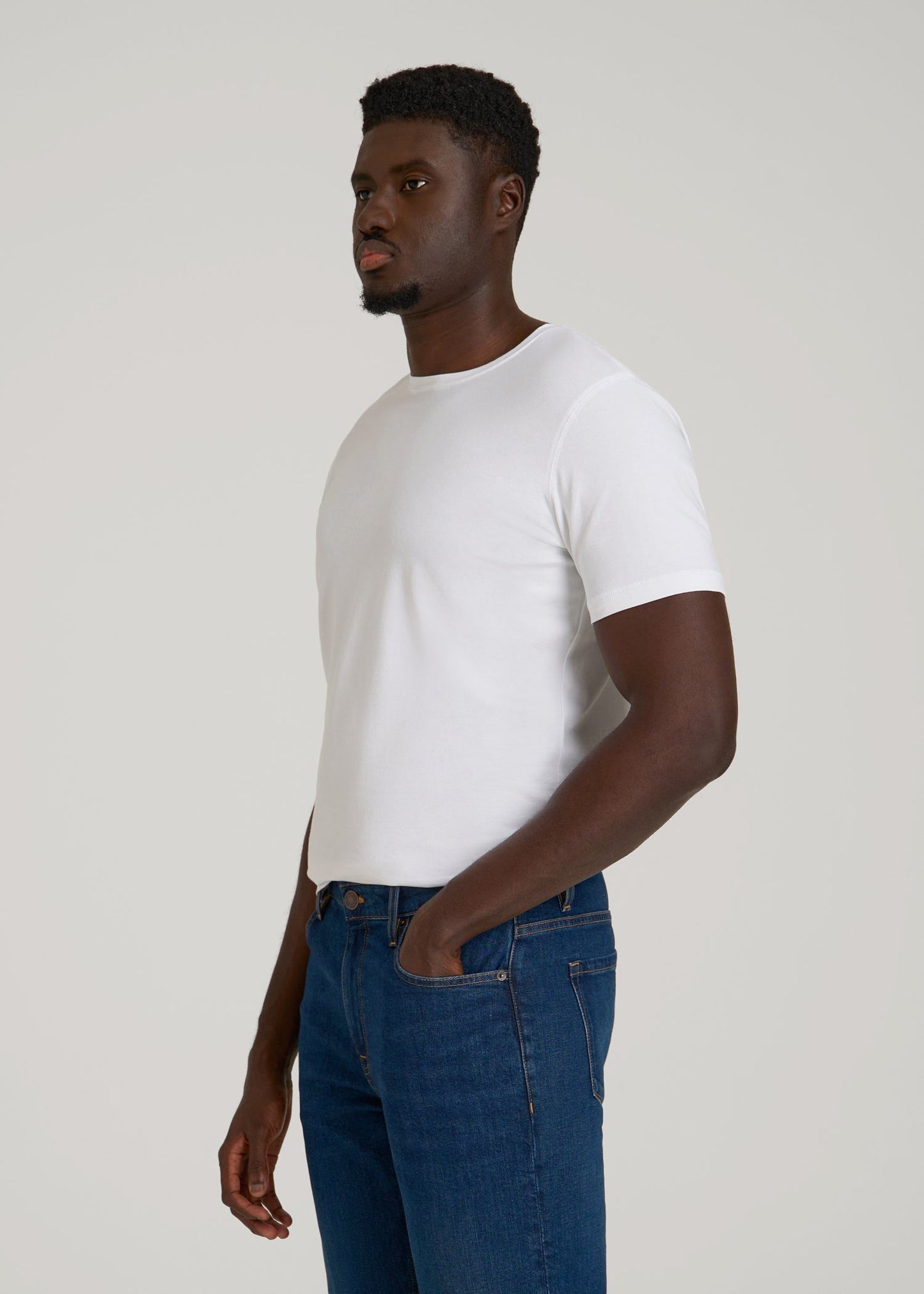 American Tall Men The Essential Slim Fit Crewneck Tee for Tall Men in White