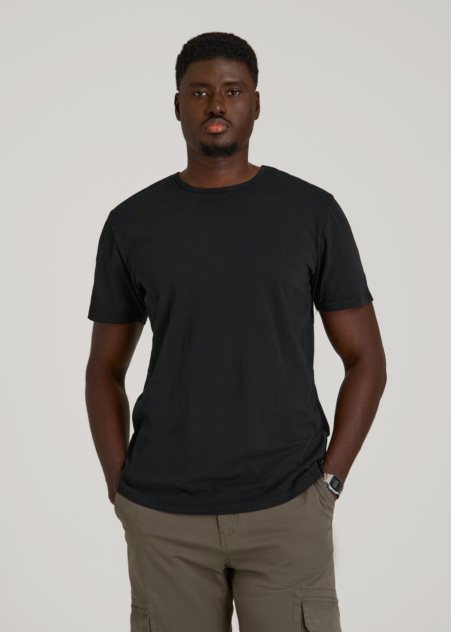 American Tall Men REGULAR-FIT Slub Tee for Tall Men in Black