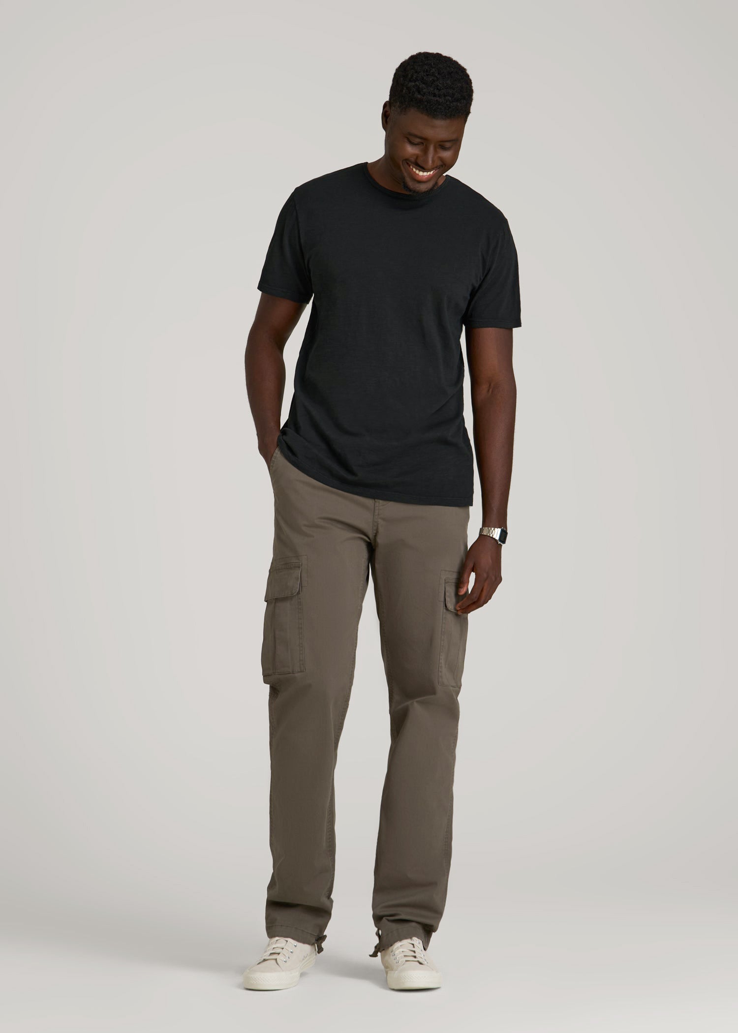 American Tall Men REGULAR-FIT Slub Tee for Tall Men in Black