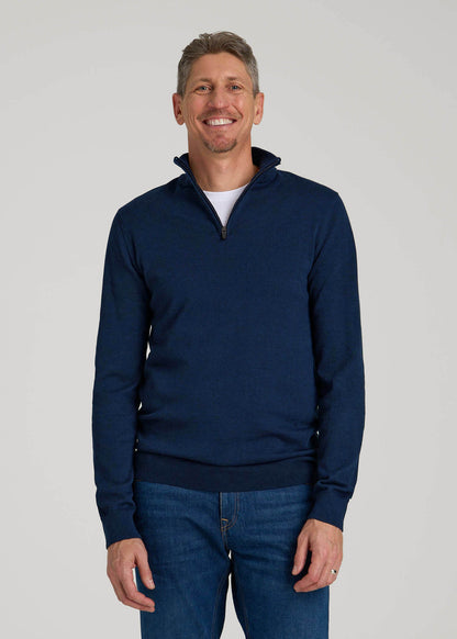 American Tall Men Everyday Quarter-Zip Sweater for Tall Men in Patriot Blue