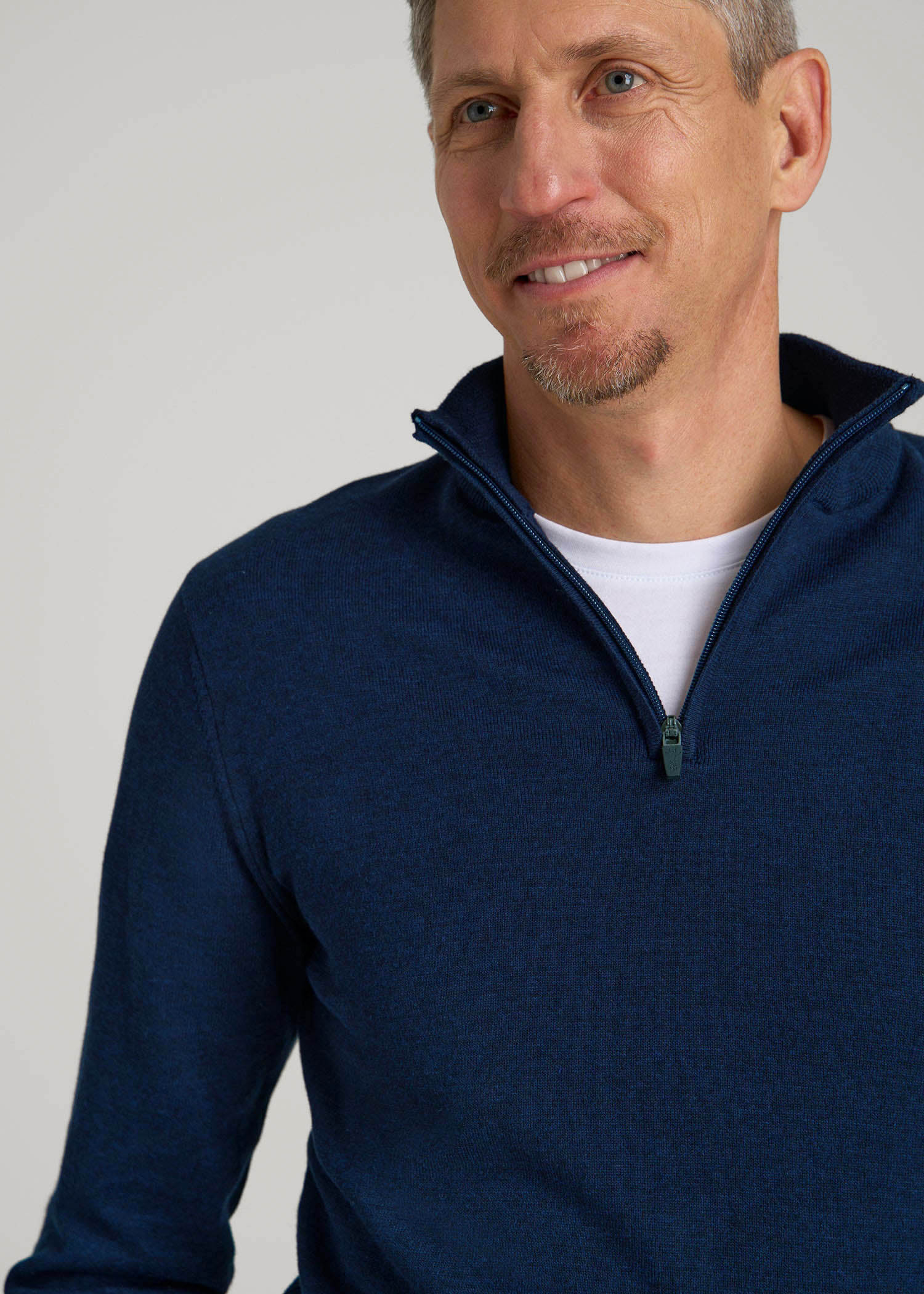 American Tall Men Everyday Quarter-Zip Sweater for Tall Men in Patriot Blue