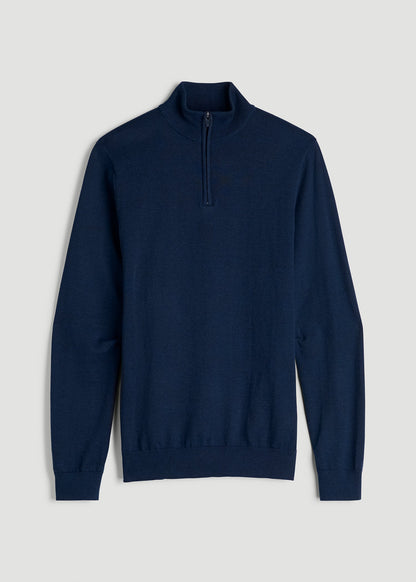 American Tall Men Everyday Quarter-Zip Sweater for Tall Men in Patriot Blue
