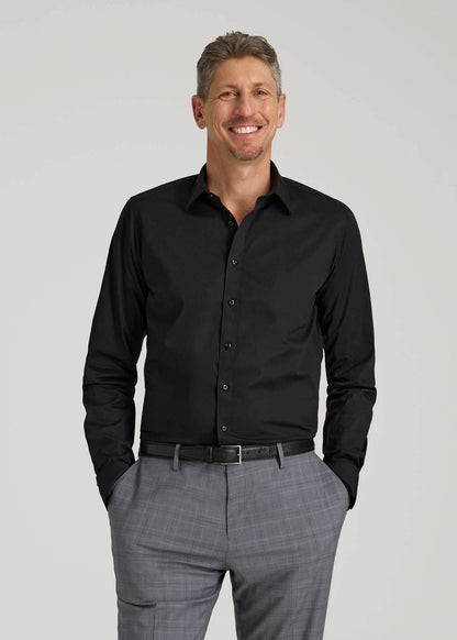 American Tall Men Oskar Easy Care Dress Shirt for Tall Men in Black