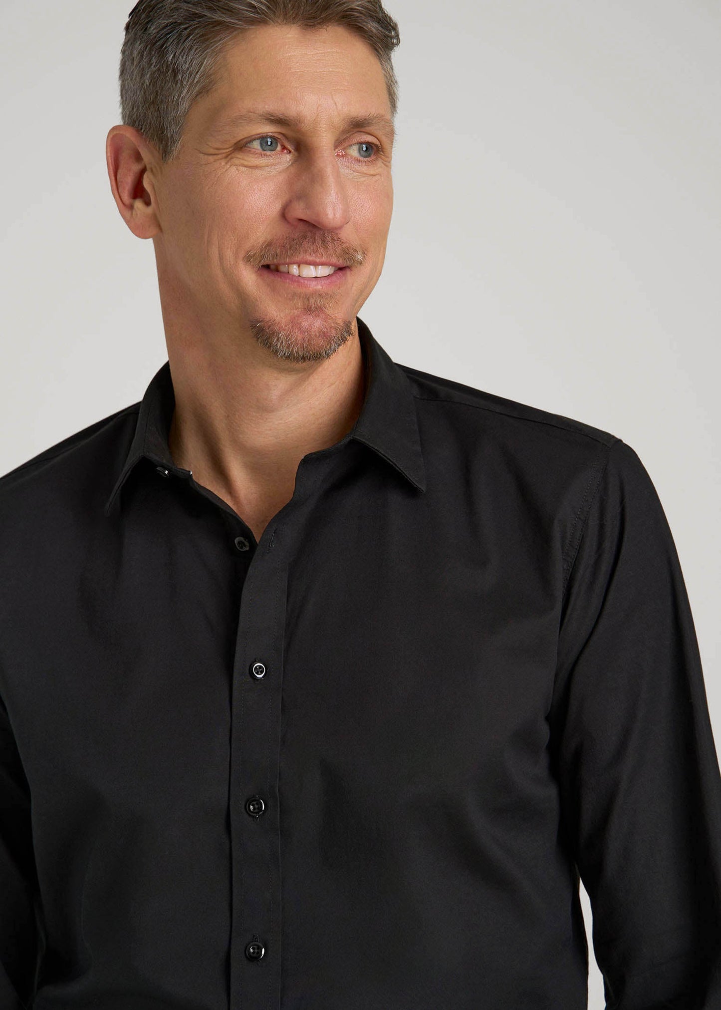 American Tall Men Oskar Easy Care Dress Shirt for Tall Men in Black