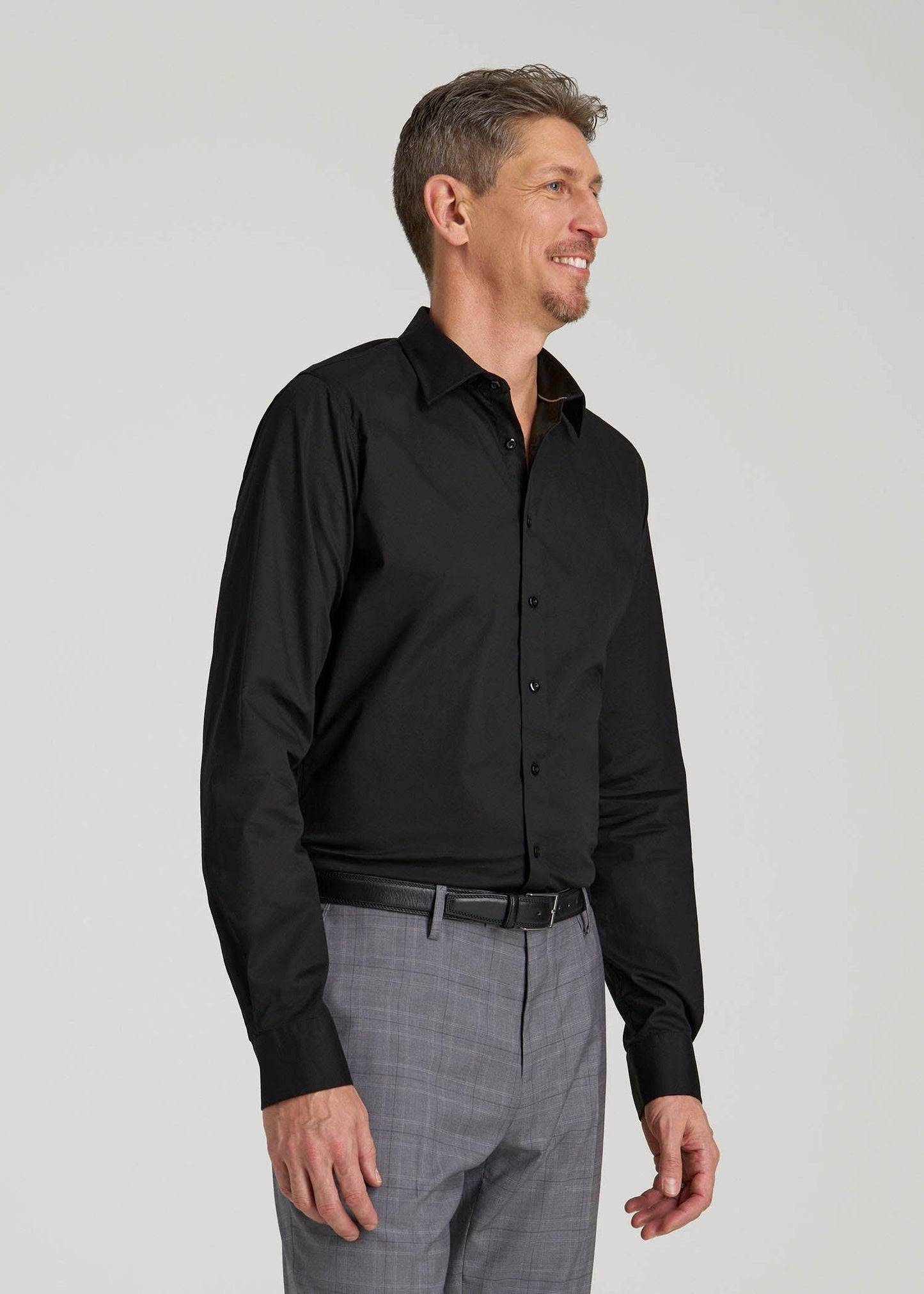 American Tall Men Oskar Easy Care Dress Shirt for Tall Men in Black