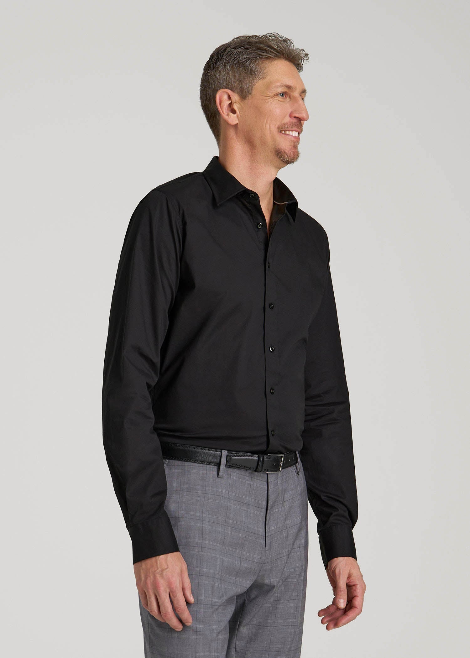 American Tall Men Oskar Easy Care Dress Shirt for Tall Men in Black