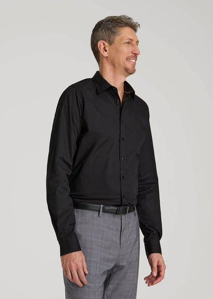 American Tall Men Oskar Easy Care Dress Shirt for Tall Men in Black