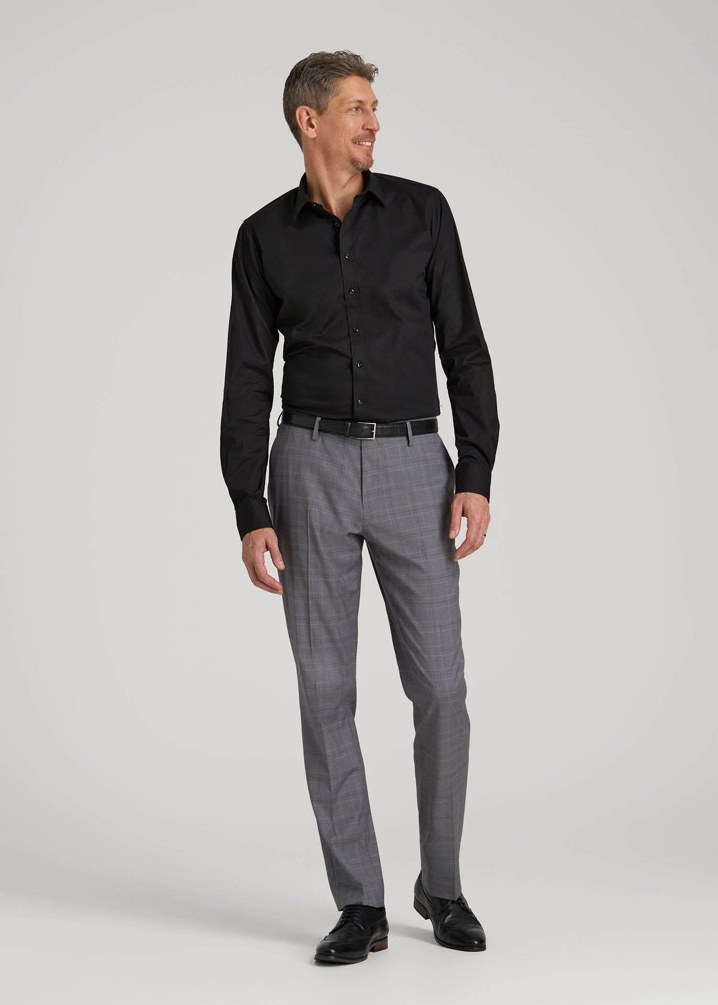 American Tall Men Oskar Easy Care Dress Shirt for Tall Men in Black