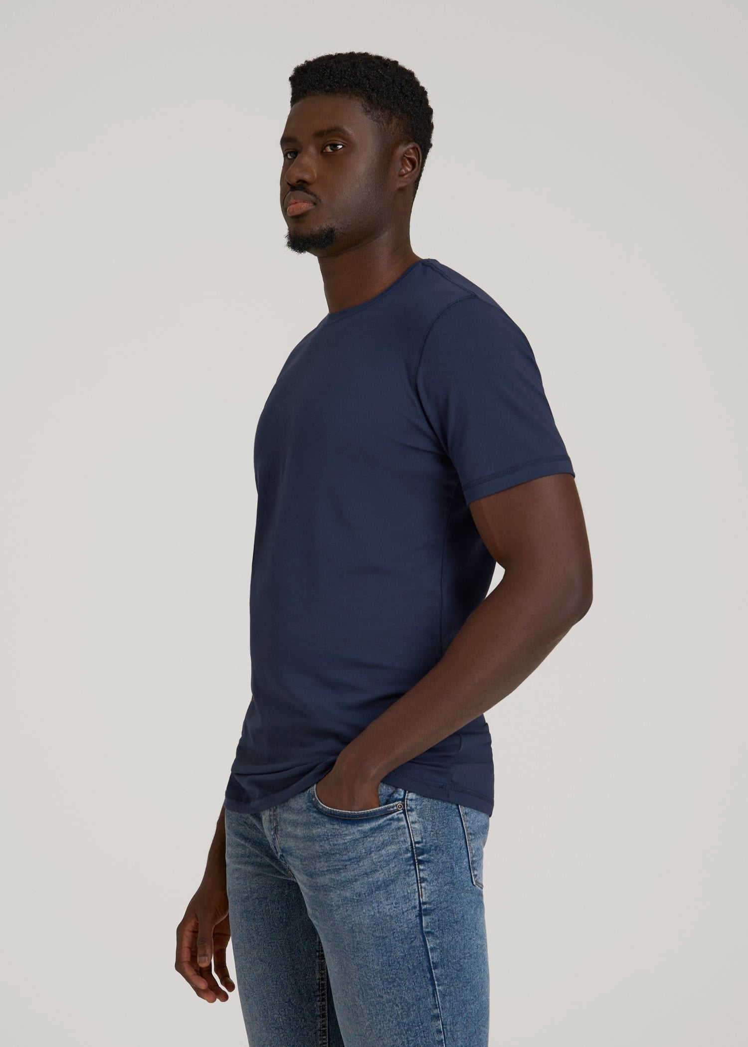 American Tall Men The Essential Slim Fit Crewneck Tee for Tall Men in Navy